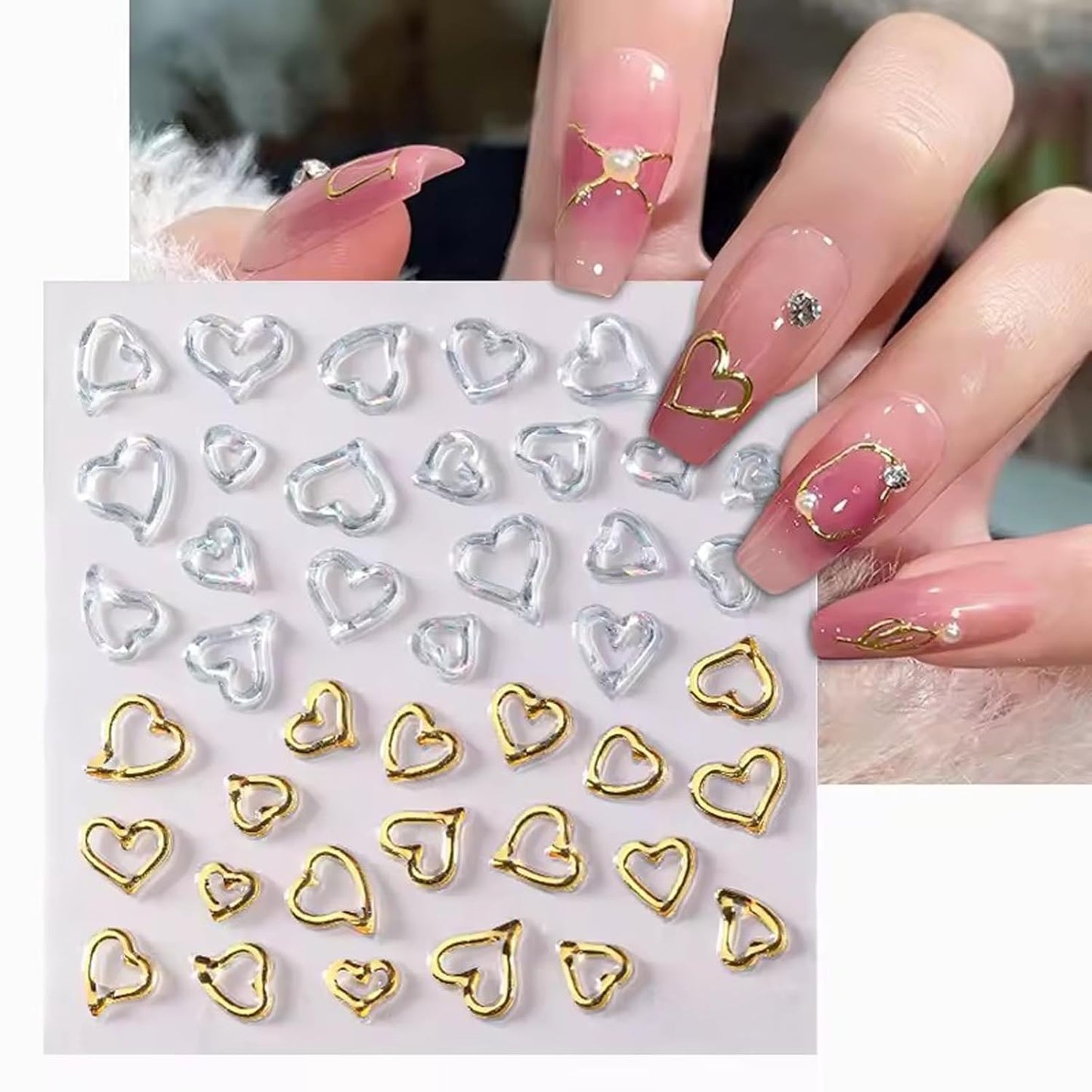 SILPECWEE 6 Sheets 5D Gold Embossed Nail Art Stickers Gem Crystal Irregular Geometric Frames Nail Stickers Designs Hollow Nail Decals Self Adhesive DIY Acrylic Nails Accessories