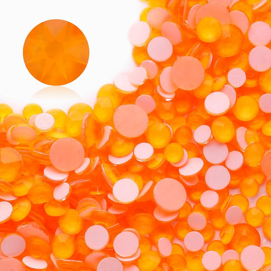 Neon Orange Flatback Rhinestones, Glass Rhinestones for Nail Art and Craft, Glue Fix, Loose Crystal Gemstones(Neon Orange, SS8, 1440pcs, 2.3-2.5mm)