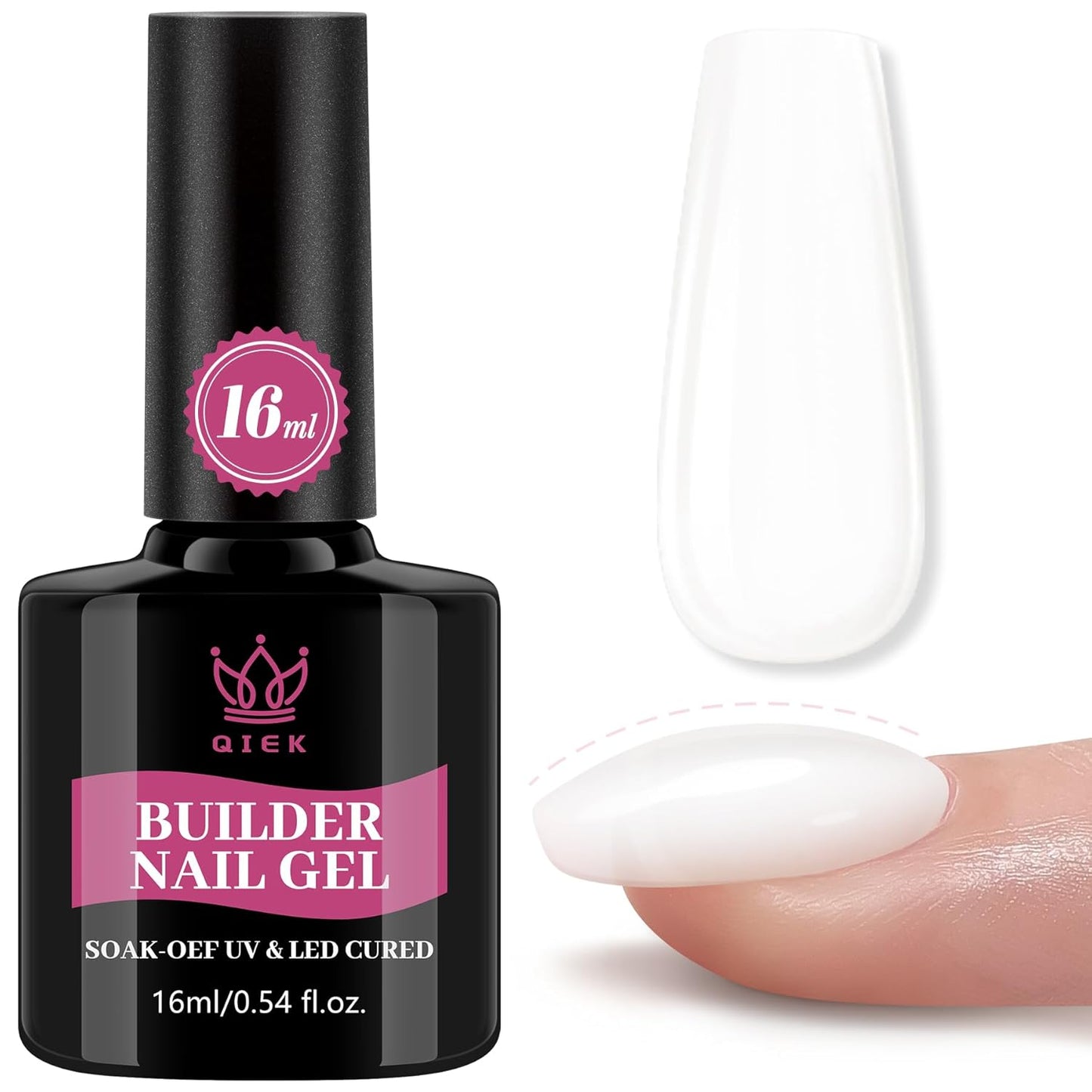 Builder Nail Gel, Milky White Builder for Nails Strengthener, 8-in-One Apex Enhancement Extension Hard Building Color Gel LED Lamp Cured Rubber Base Coat for DIY Beginners & Salon Manicure 16ML