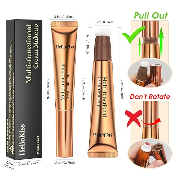 Liquid Contour Beauty Wand, Cream Liquid Contour Stick Matte Bronzer Stick with Cushion Applicator, Lightweight Blendable, Long Lasting Silky Liquid Face Shaping & Contouring Stick | 0# Contour Light brown