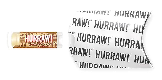 Hurraw! Almond, Cardamom, Rose (Vata) Lip Balm: Organic, Certified Vegan, Cruelty and Gluten Free. Non-GMO, 100% Natural Ingredients. Bee, Shea, Soy and Palm Free. Made in USA