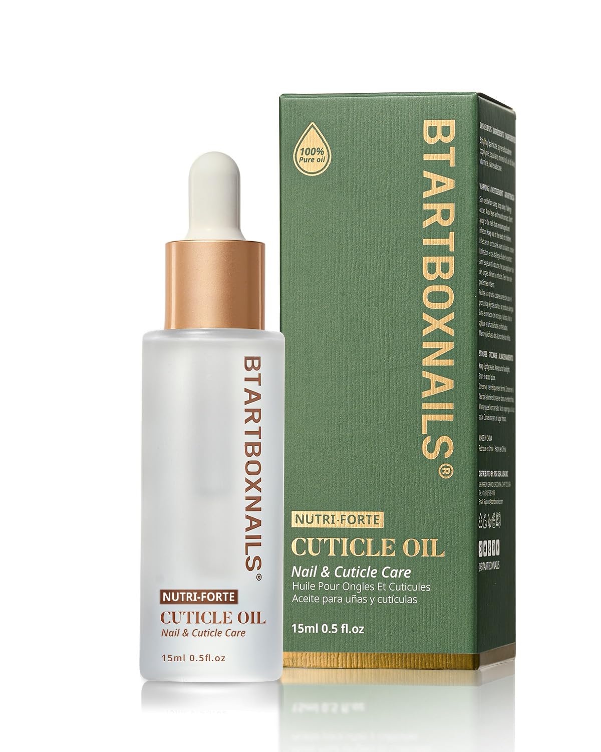 BTARTBOXNAILS Nutri-Forte Cuticle Oil - Pure Oil Formula with Olive Oil, Vitamin E, Squalane, Deep Repairing & Nourishing & Strengthening Treatment for Severe Nail Concerns, 15ml