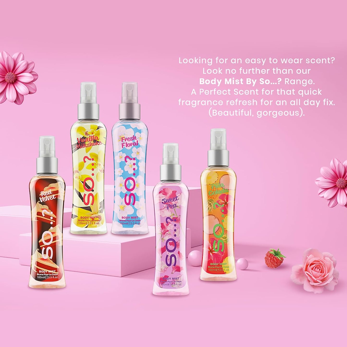 So...? Unique Body Mist - Vanilla Candy for Women - 5.1 oz Body Mist - Pack of 2