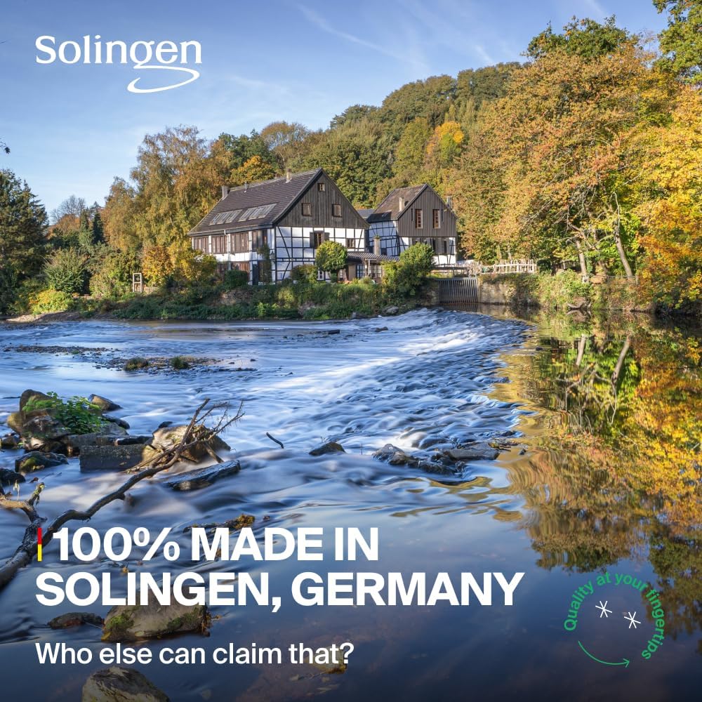 GERMANIKURE Moustache and Beard Scissors - Self-Sharpening FINOX22 Titanium Coated Stainless Steel Professional Grooming Tools in Leather Case - Ethically Made in Solingen Germany - 2706