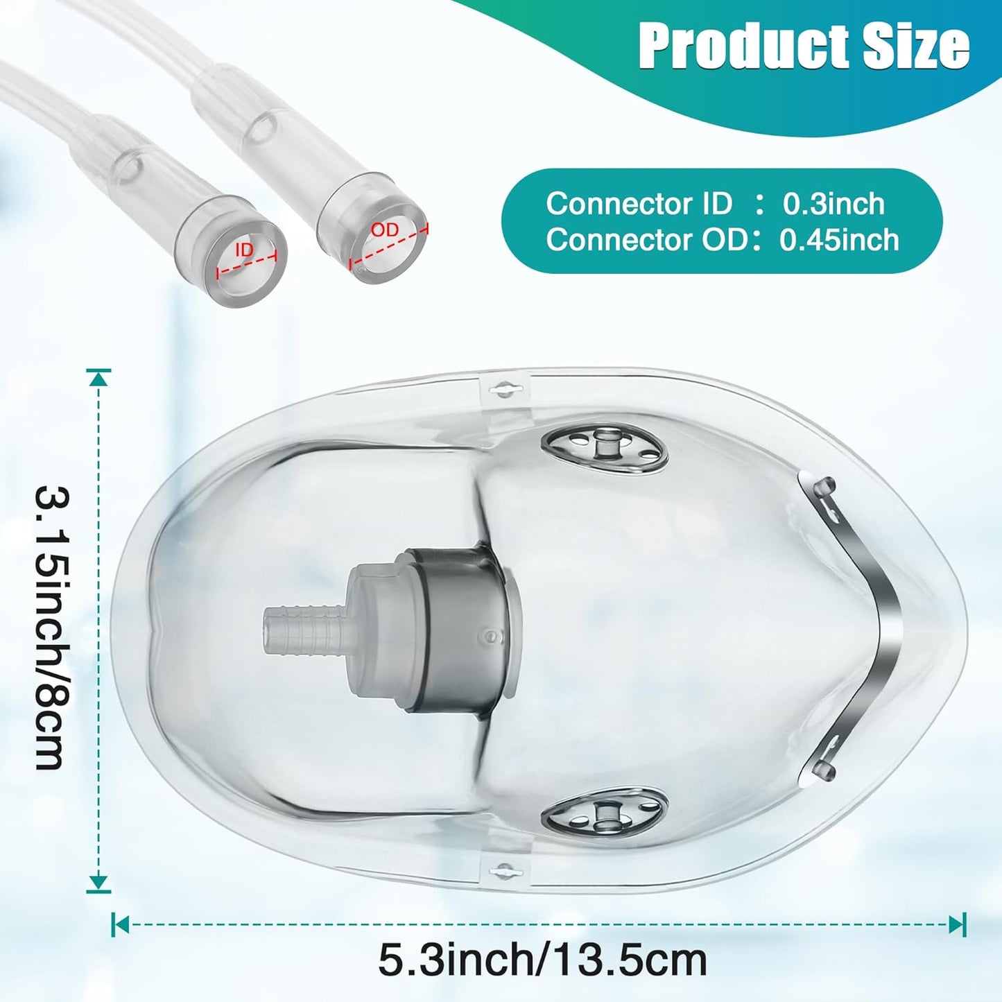 Geiserailie 2 PCS XL Oxygen Mask with 6.6 Ft Tubing and Adjustable Elastic Strap, Adult Oxygen Mask with Tubing, Transparent Oxygen Masks for Face Adult