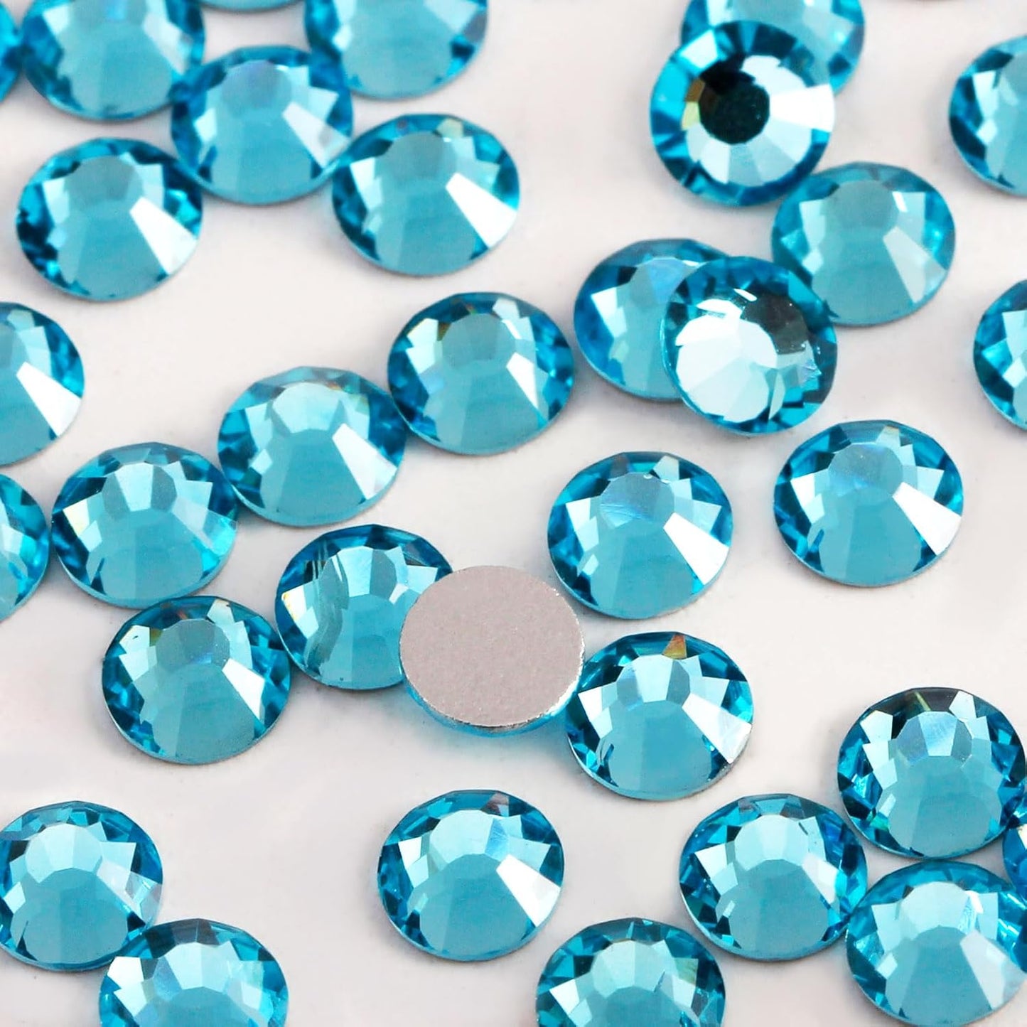 2000 PCS SS20 Flatback Rhinestones,12-Facet Diamond-Cut Glass Gems for Nail Art,Clothing,DIY Crafts,Glue-On Decoration Stones with Silver Backing,Aquamarine