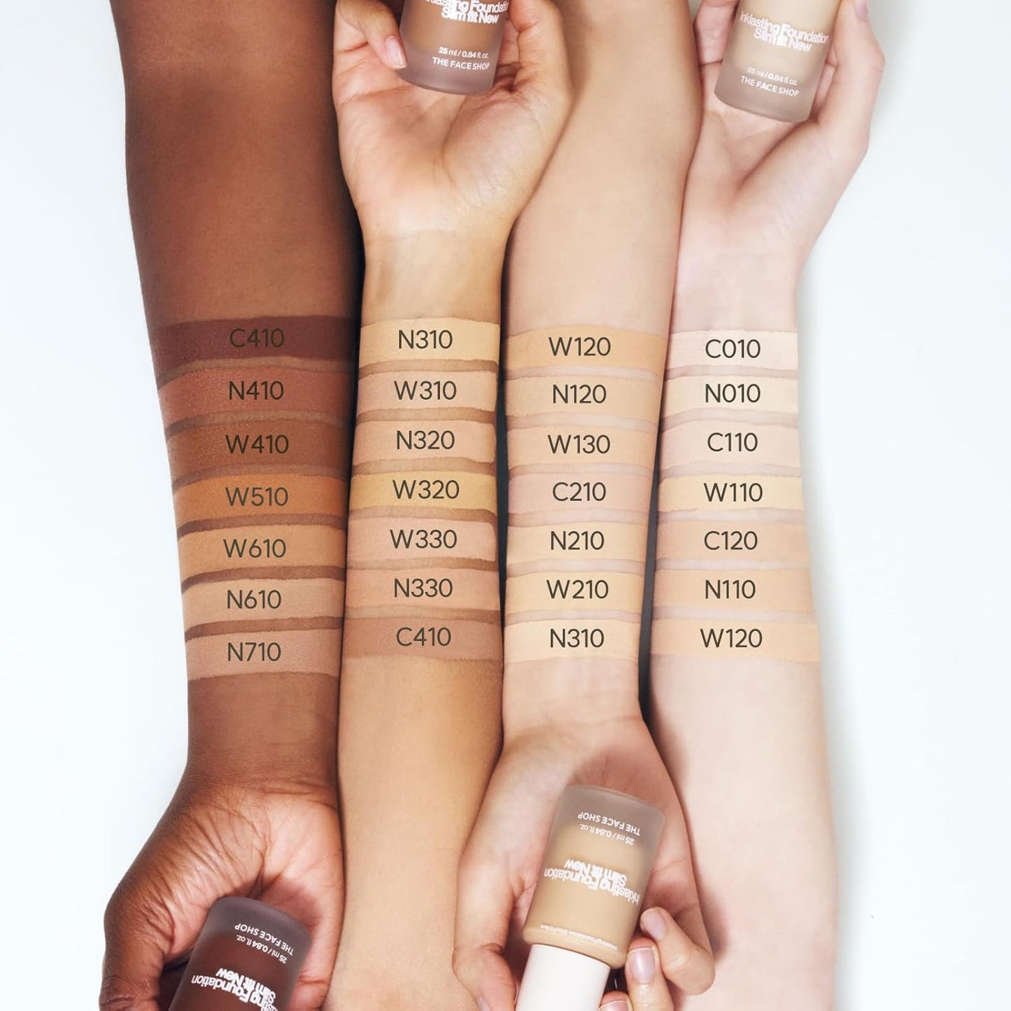 THE FACE SHOP Ink Lasting Liquid Foundation, Full Coverage, 72‑Hour Wear Semi‑Matte Finish, Makeup with Bakuchiol, C010 Fair Cool, 0.84 Fl. Oz.