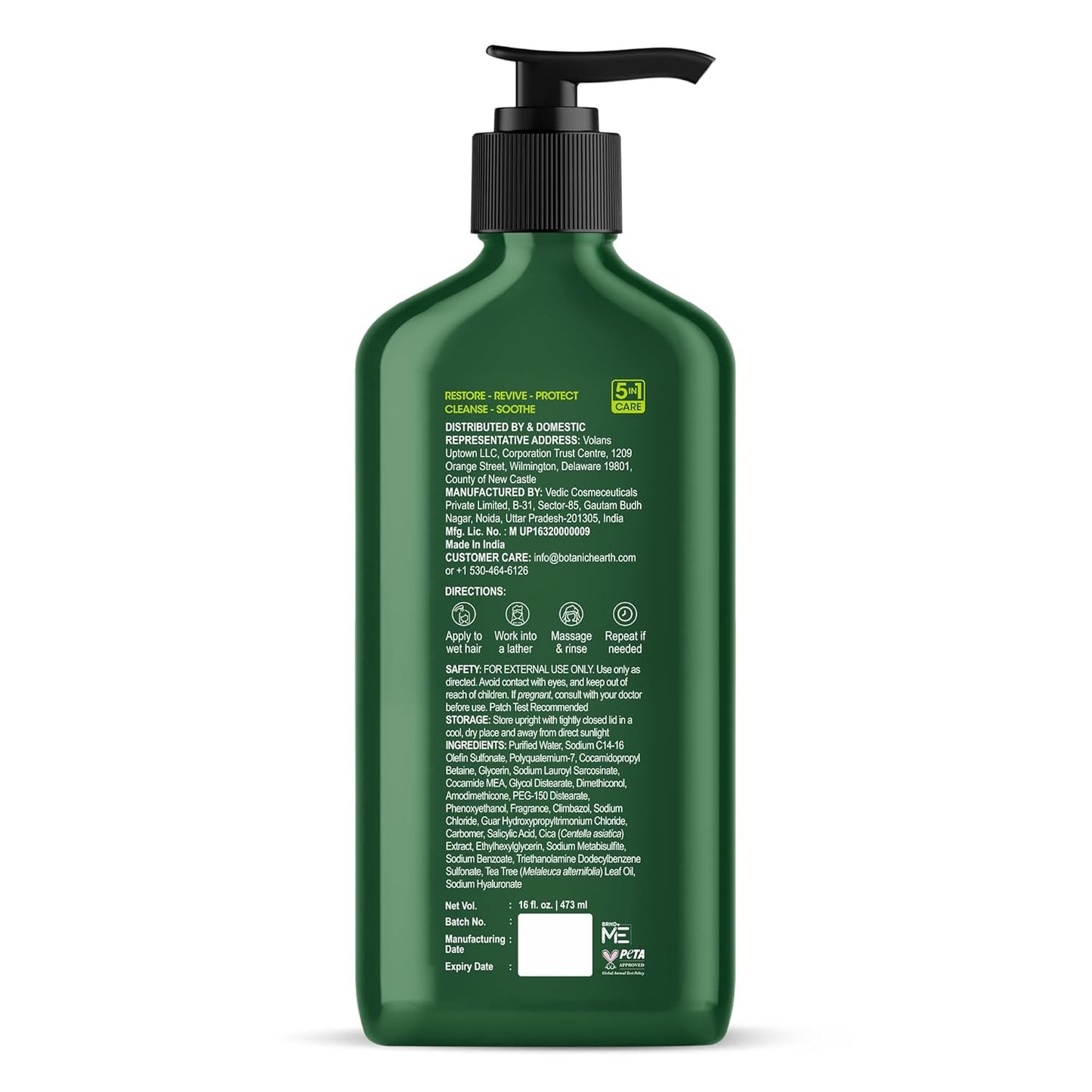 Botanic Hearth Tea Tree Shampoo Infused With Cica, Hyaluronic Acid & Salicylic Acid | Clarifying Shampoo To Repair, Restore & Strengthen Hair | Paraben & Sulfate Free | For All Hair Types, 16 Fl Oz