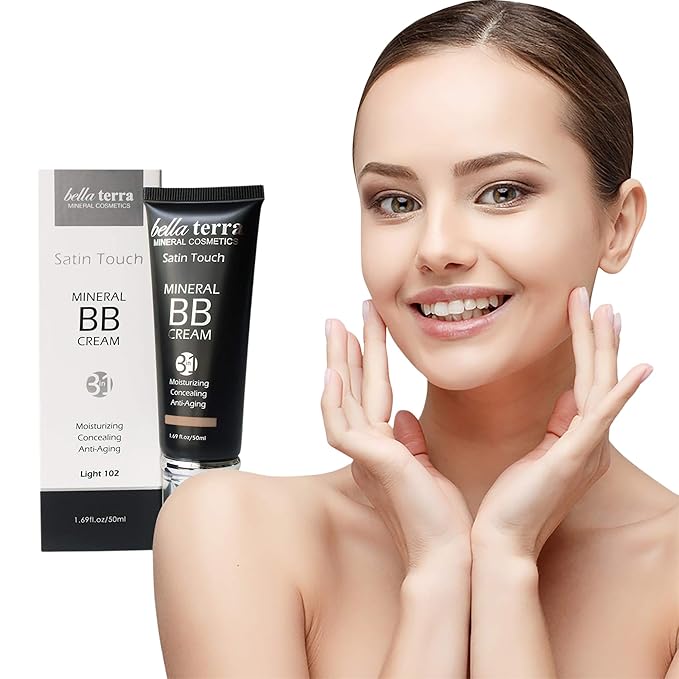 Bellaterra Cosmetics BB Cream - Tinted Moisturizer, Mineral Foundation Makeup, Light 102 | Skin Perfector, 1.69 oz