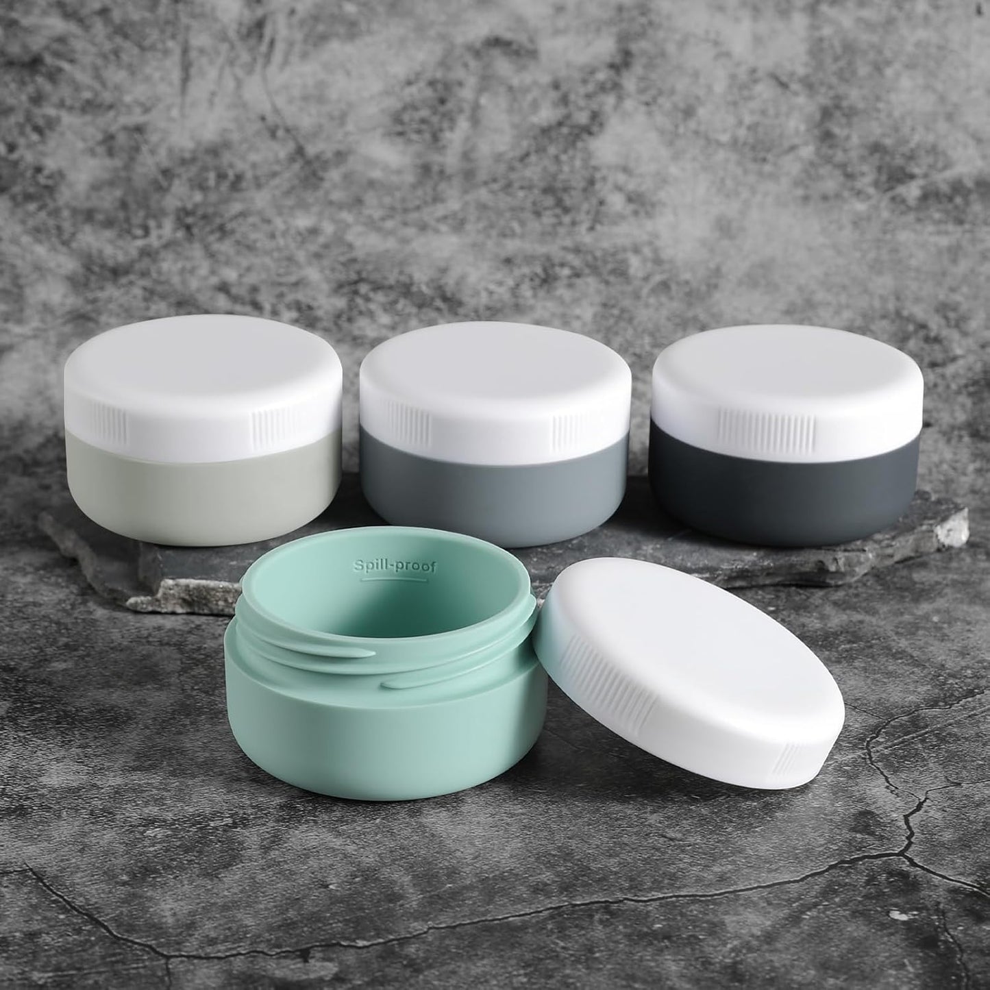 Travel Containers for Toiletries, Silicone Cream Jars BPA-Free, Leak-proof 1.35oz Travel Size Containers, Portable Size Silicone Jars with Lid for Cosmetic Face Hand Body Cream (4 Pack)