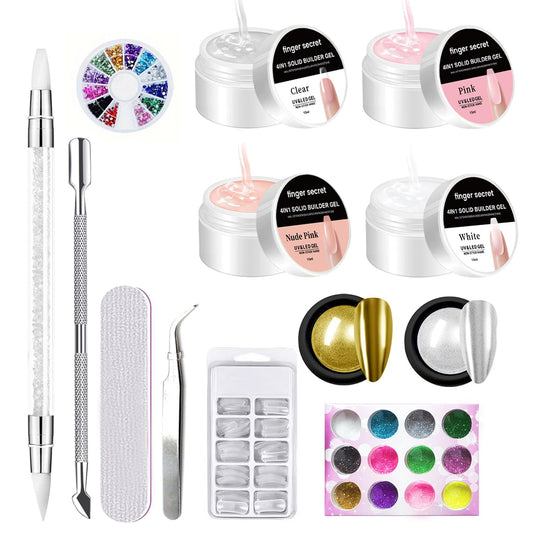 Solid Builder Gel for Nails Hard Gel 3D White Nude Pink Clear Colors for Nail Extension DIY Nail Kit 60ml