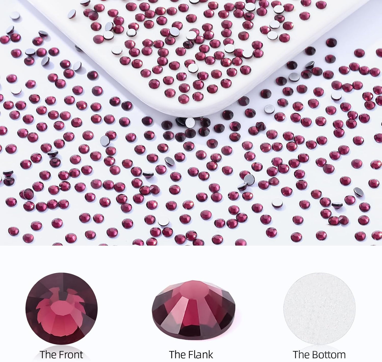 Purple Flatback Rhinestones, Glass Rhinestones for Nail Art and Craft, Glue Fix, Loose Crystal Gemstones(Purple, SS8, 2880pcs, 2.3-2.5mm)