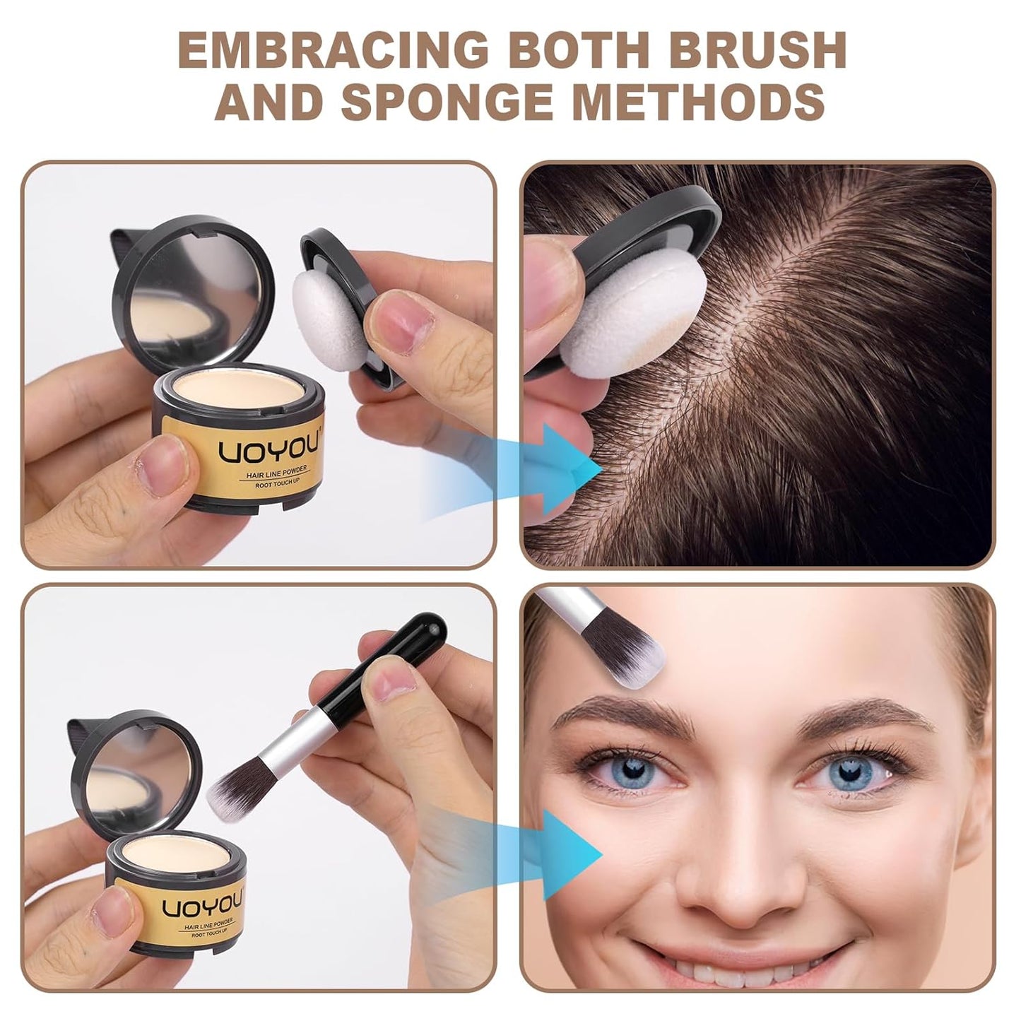 Root Touch Up Powder Instantly Conceals Hair Loss, Gray Root Cover Up Powder, Water & Sweat Resistant Hair Powder for Thinning Hair Men & Women, Includes Brush (Light Blonde, 4g Bottle with Brush)