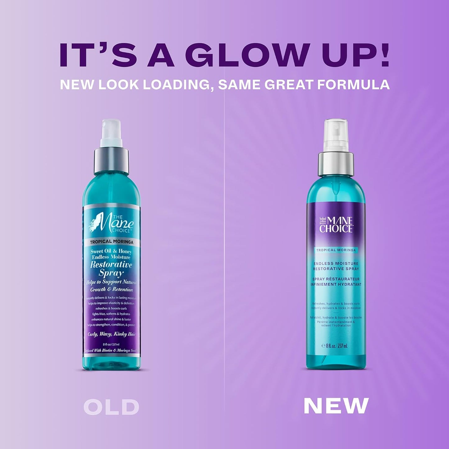 The Mane Choice Tropical Moringa Sweet Oil & Honey Endless Moisture Restorative Hair Spray, Supports Natural Hair Growth & Retention, Hydrating Curl Refresher & Shine Spray, Fights Frizz, 8 Fl Oz