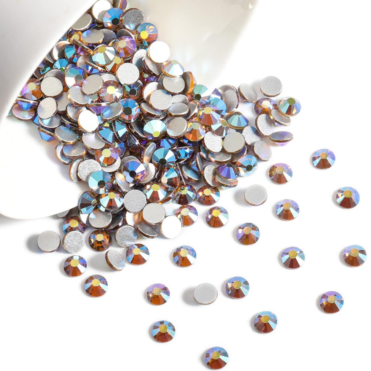beadsland 1440 Pieces Flat Back Crystal Rhinestones Round Gems, Lt.Colorado Topaz AB,SS6,1.9-2.1mm