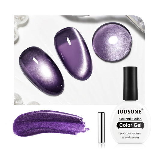 JODSONE 16.5ml Cat Eye Gel Nail Polish Dark Gray Colors for Holographic Glitter Cat Eye Reflective Translucent Need U V Lamp