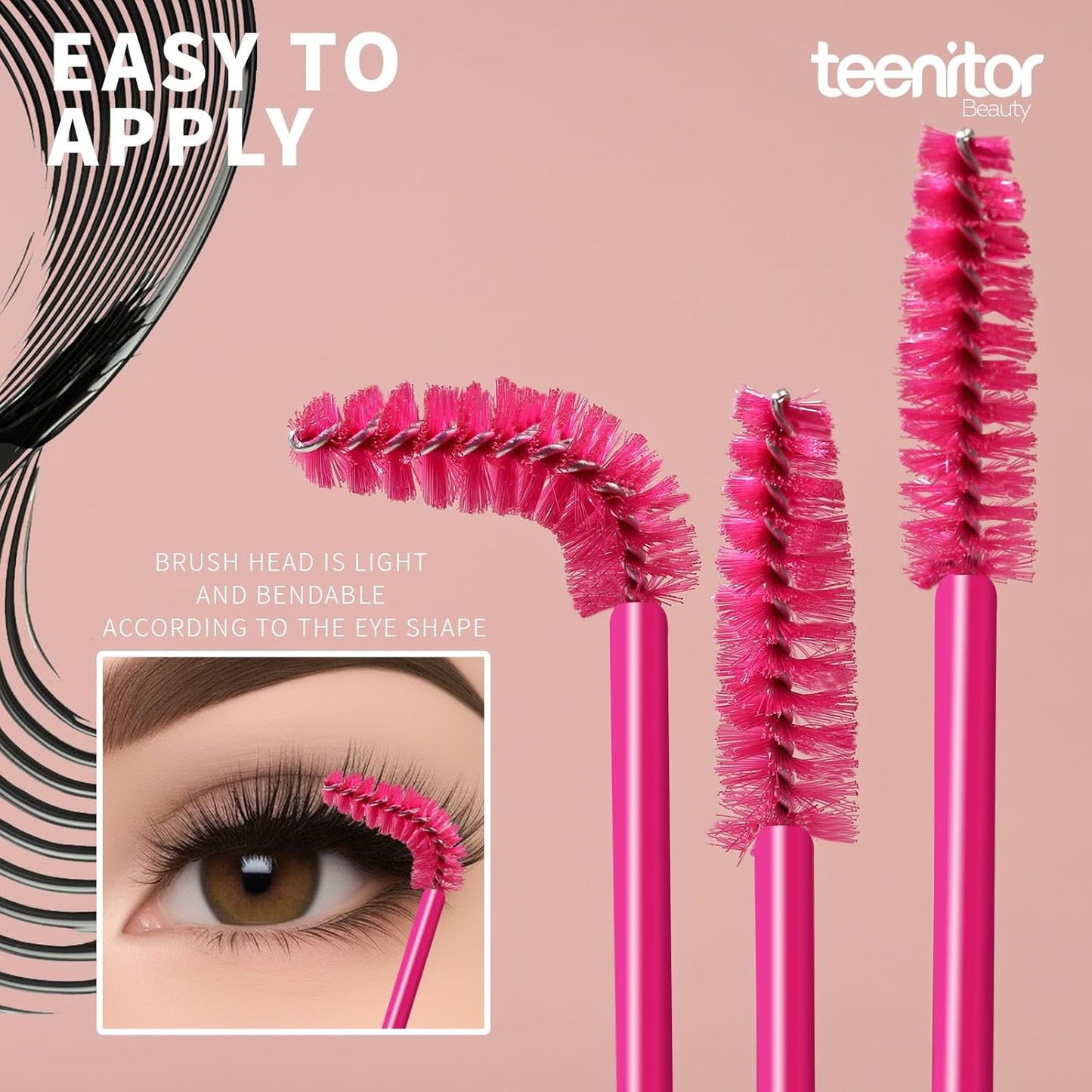Teenitor 200 Pcs Mascara Wands & Lip Applicators - Disposable Makeup Applicators in Hot Red