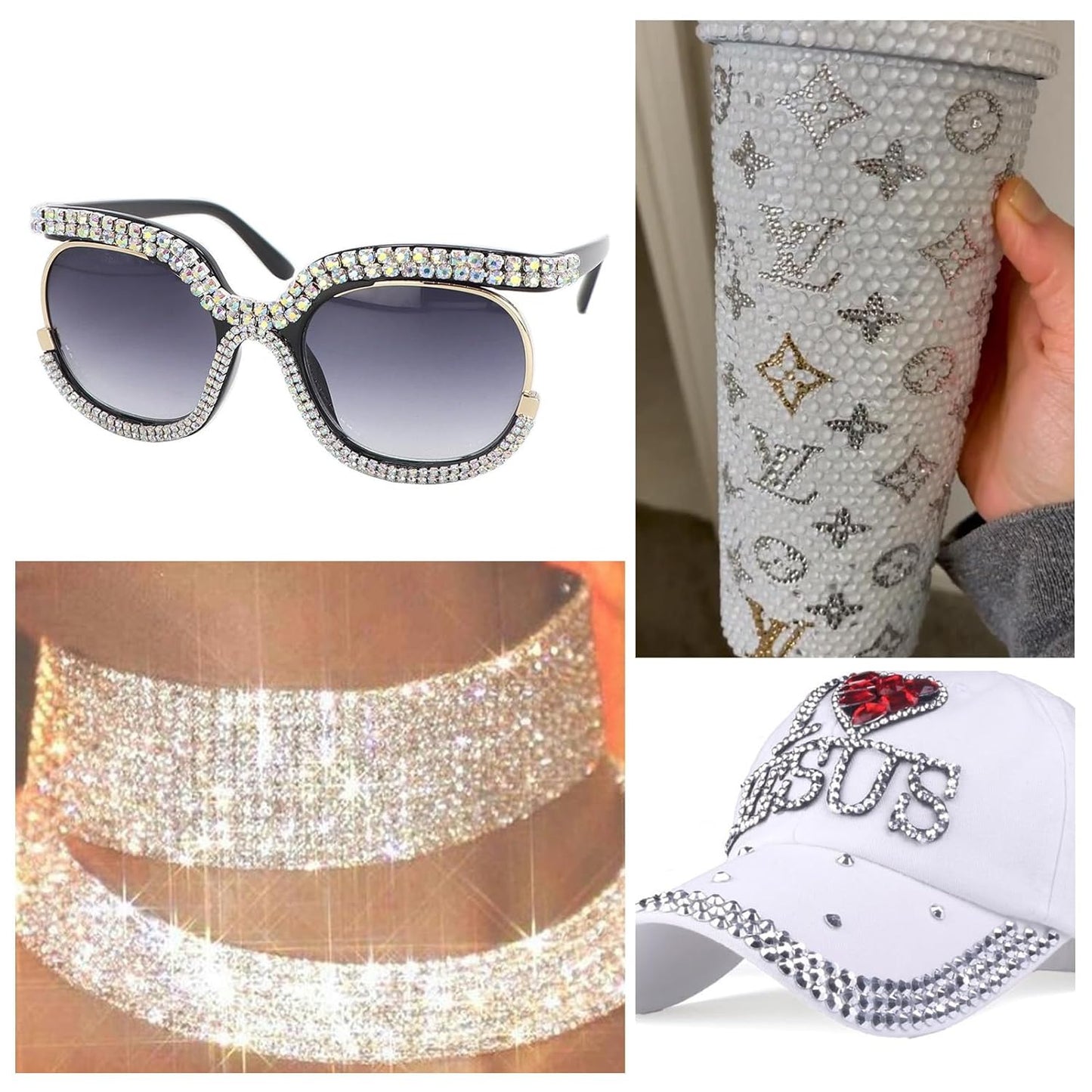 1440Pcs Silver Crystal Rhinestones,Glass Flatback Rhinestones Gemstones for Nail Face Makeup Art Crafts Clothes Decoration -(SS20,4.8mm,Silver)