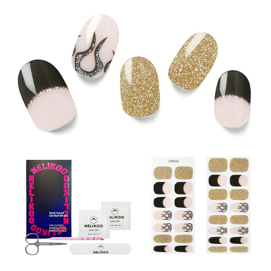 Semi Cured Gel Nail Strips, 30 pcs Gel Nail Wraps, Easy to Apply, Salon-Quality, 2 Weeks Long Lasting Pink Passion