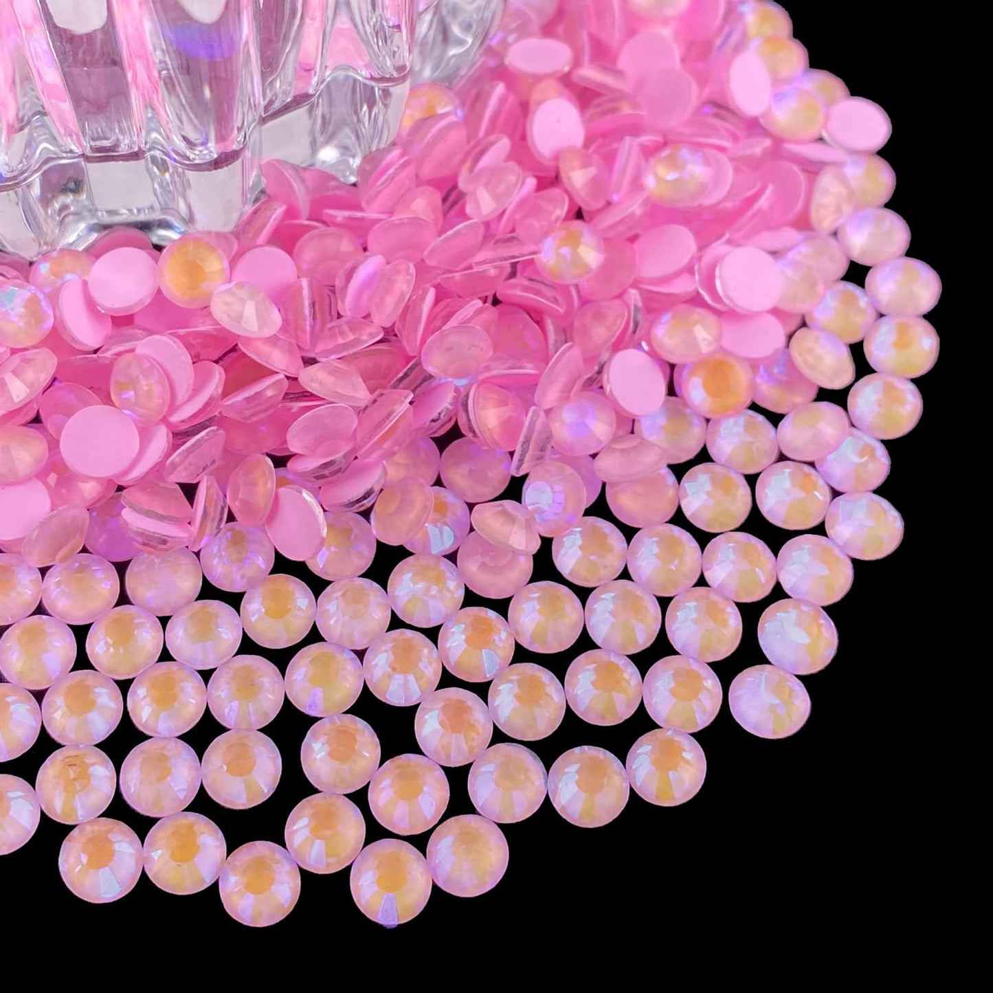 Flatback Glass Rhinestones,Bedazzler Gems 1440pcs Non Hotfix Crystal Rhinestones for Nail Charms Crafts Clothes Tumblers,Pink AB Neon,SS10