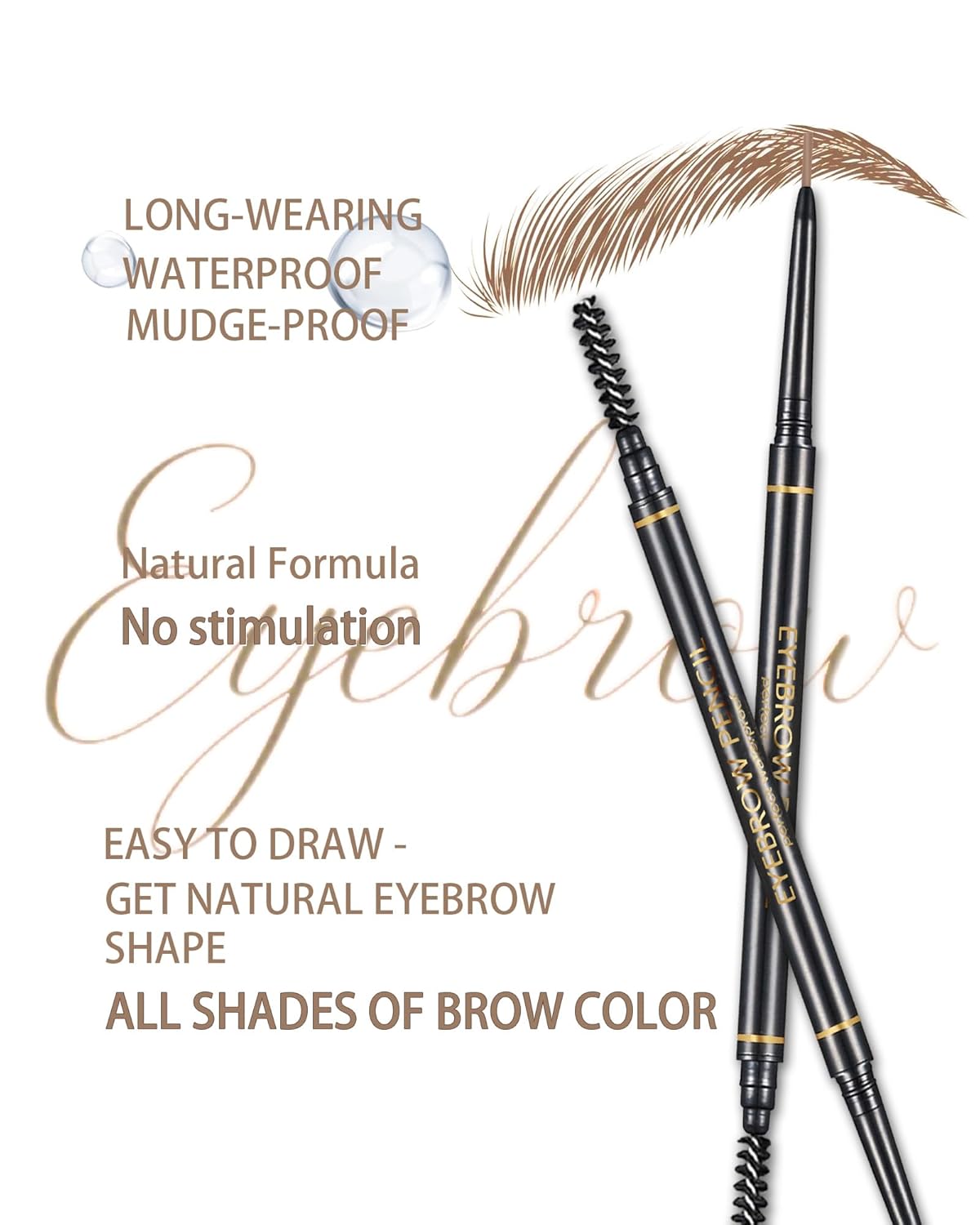 Medium Brown Eye Brow Pencils for Women, 6Pcs Waterproof Eyebrow Pencil, 1.5mm Micro-Fine Tip & Spiral Brush with Brow Razors Perfect for Creating a Natural and Delicate Eyebrow Look Makeup