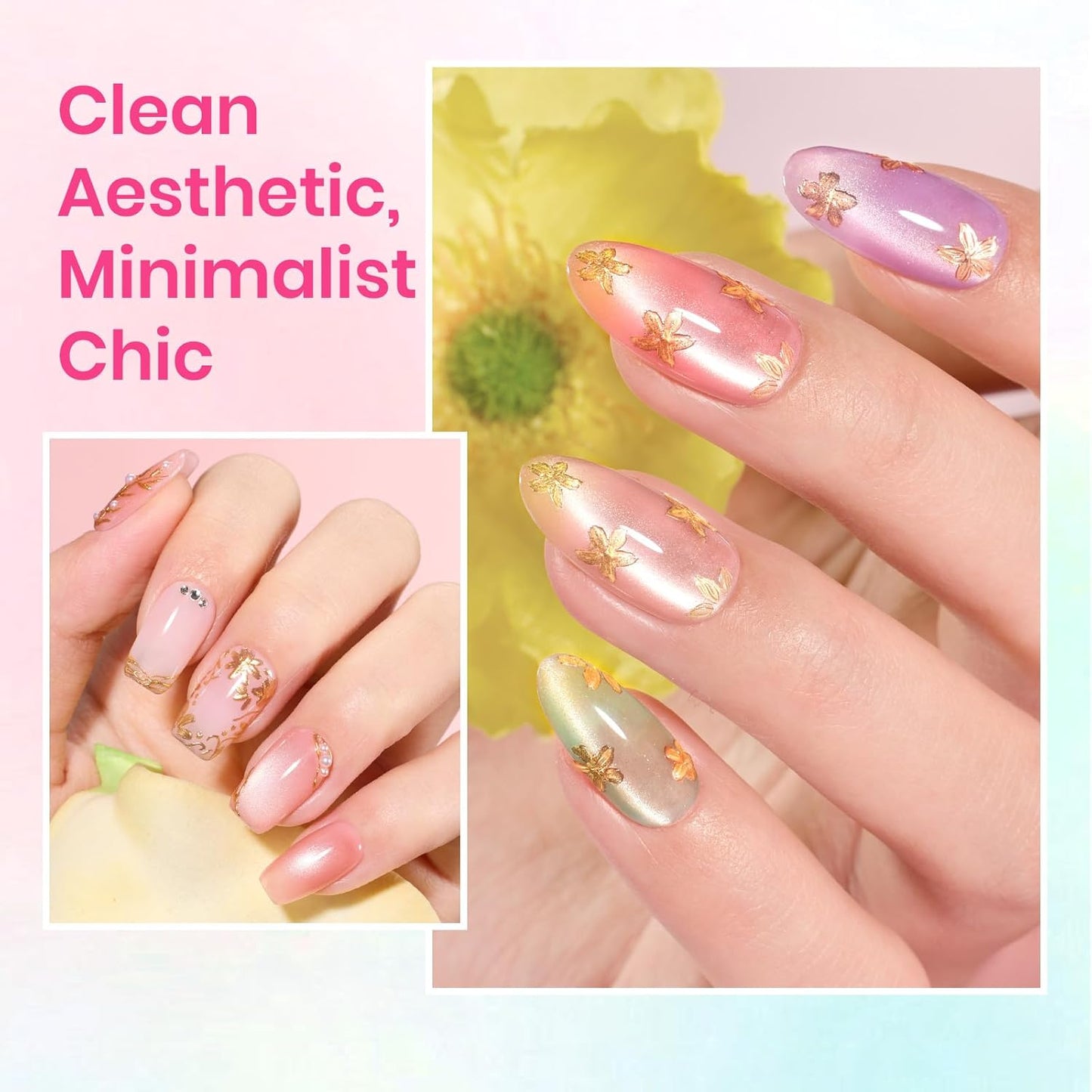 Beetles Cat Eye Gel Nail Polish Set, 6 Summer Colors Pastel Shimmer Glitter Gel Polish Kit Soak Off LED UV Curing Requires Pink Red Blue Orange Green Purple Velvet Gel with Magnet Gift for Women