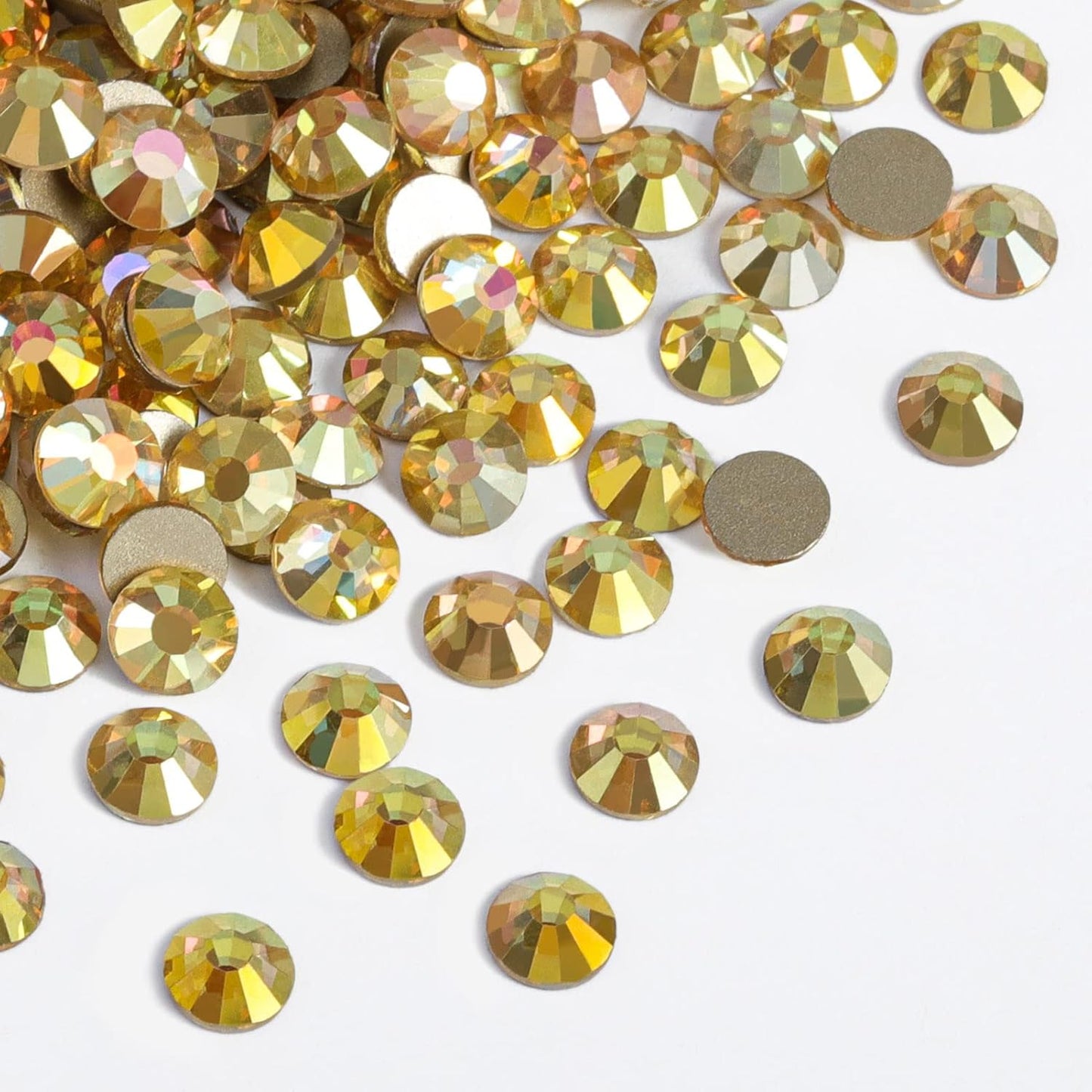 beadsland 288 Piece Flat Back Crystal Rhinestones Round Gems, 1.3mm-8.6mm, Metal Sunlight (SS30(6.3-6.5mm))