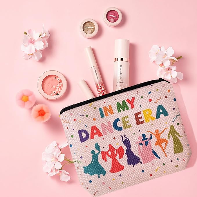 My Dance Era Canvas Zipper Cosmetic Bag, Small Makeup Bag for Women, Friends, Daughter, Sister for Dancers, Dancer Birthday Gifts for Girls (Pink)
