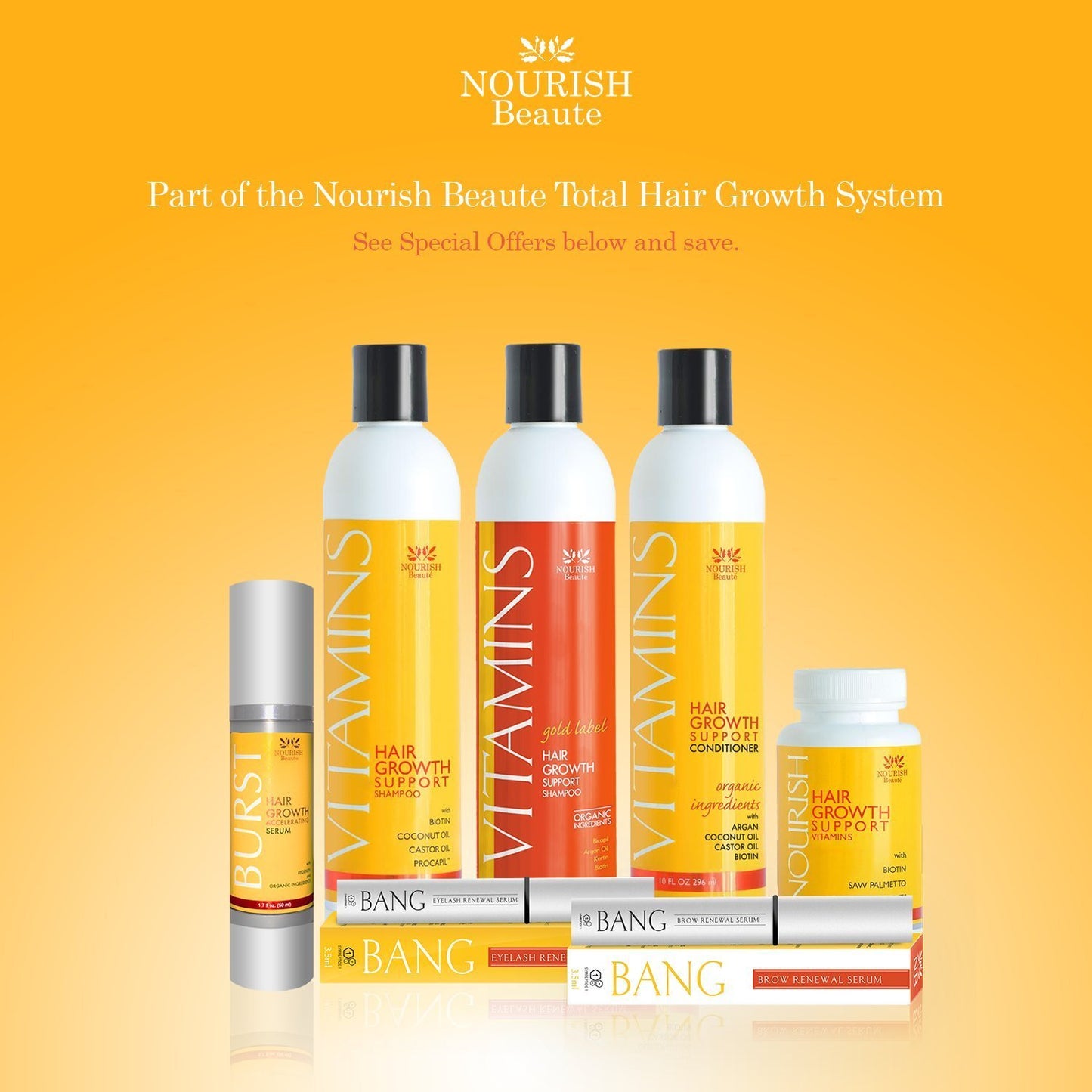 Nourish Beaute Vitamins Natural Shampoo for Hair Growth and Hair Loss for Hair Regrowth,Volume and Thickening with Biotin,DHT Blockers, No Sulfate, For Men and Women, Premium Gold Label, 3 Pk