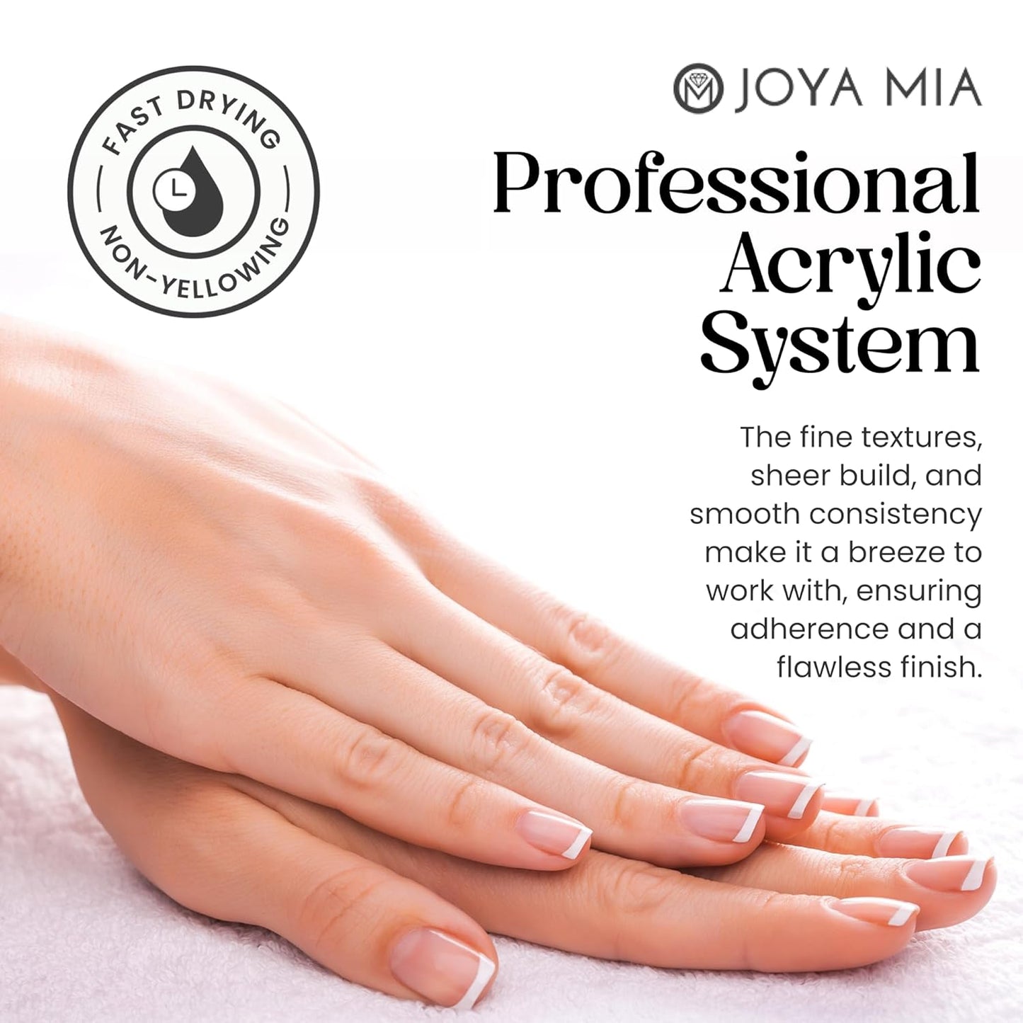 Joya Mia Acrylic Powder for Nails, MMA-Free, Super Adhesion Professional Powder for Flawless & Long-Lasting Nail Enhancements, Easy Application, Vibrant & Stunning Colors - Pure White, 8 oz