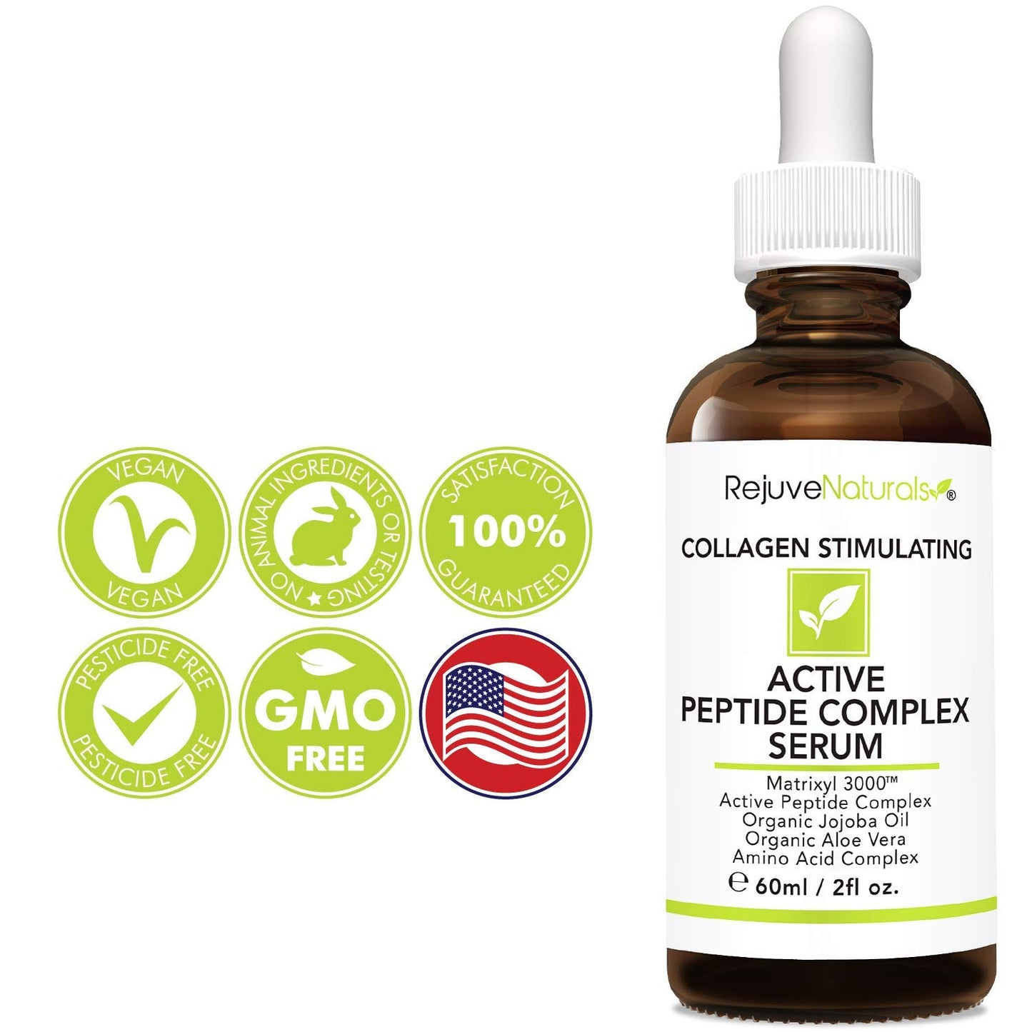 Peptide Complex Serum with Matrixyl 3000 (2 oz, Double-Sized) Minimizes Look of Fine Lines & Deep Wrinkles, Crow's Feet, Crepey Skin. Lightweight Anti Aging Moisturizer for Face & Neck