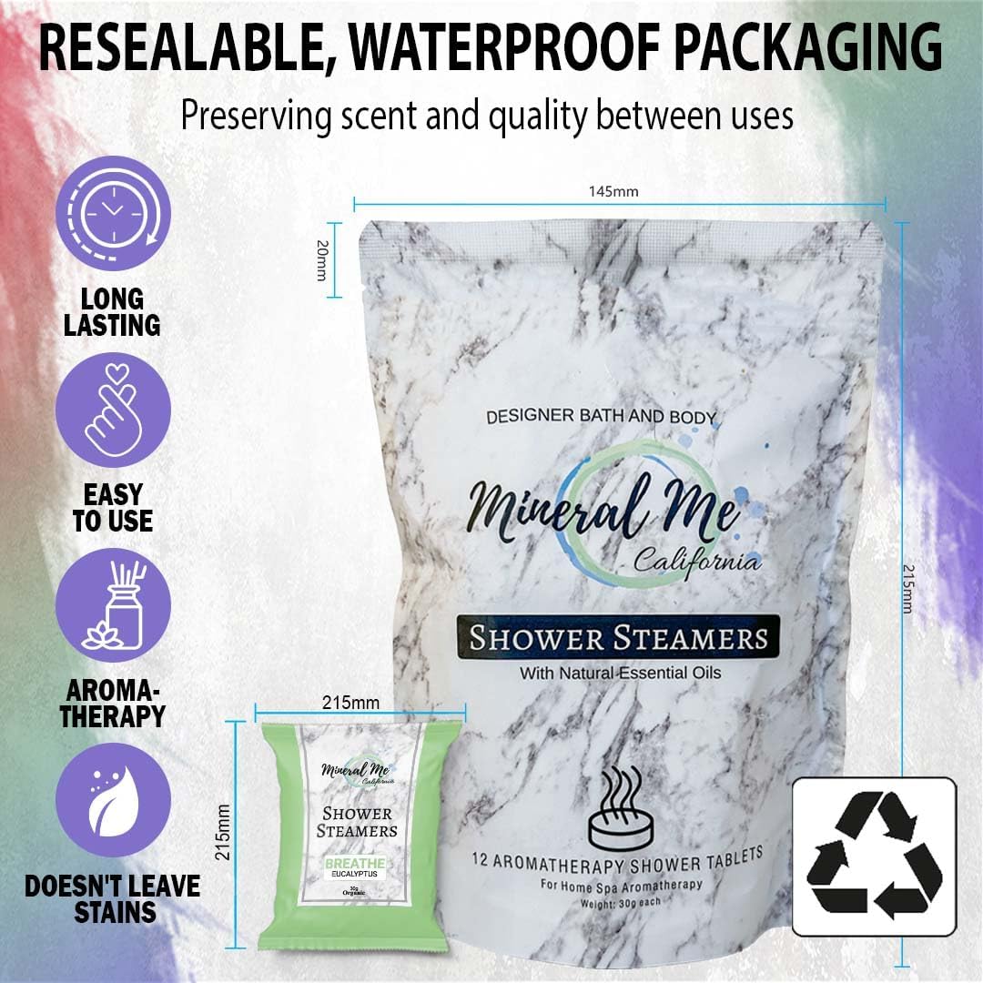 Shower Steamers Aromatherapy - 12pc Shower Bombs Vapor Tablets w/Organic Essential Oils for Vaporizing Steam Spa, Bath Bombs Tablets, Birthday, Selfcare Gifts for Women, Men, Wife, Husband