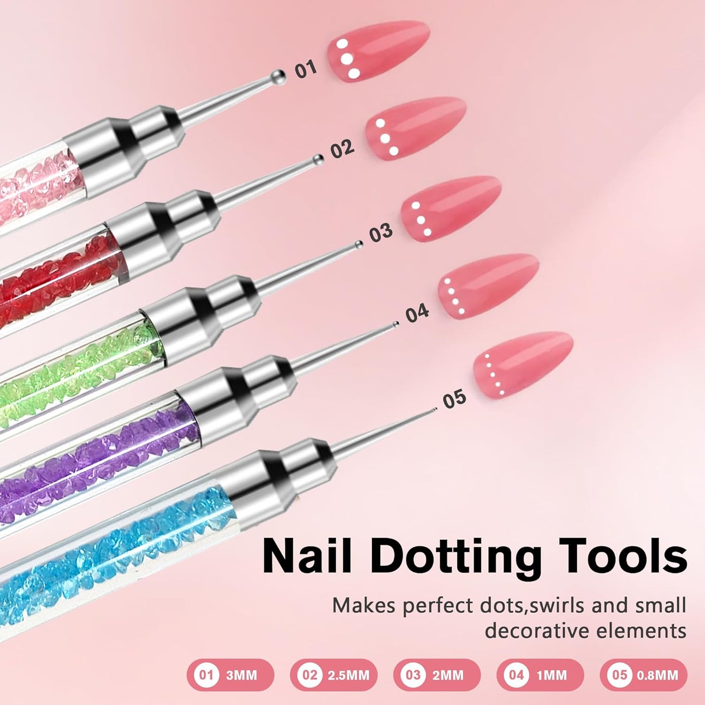 Nail Art Brushes, 23Pcs Set Nail Art Tools, including 2 Way Nail Art Sculpture Pen Dotting Pen Tools, Nail Art Brushes with Nail Brush Brackets, Resin Nail Art Palette for Nail Art DIY Tools (Pink)