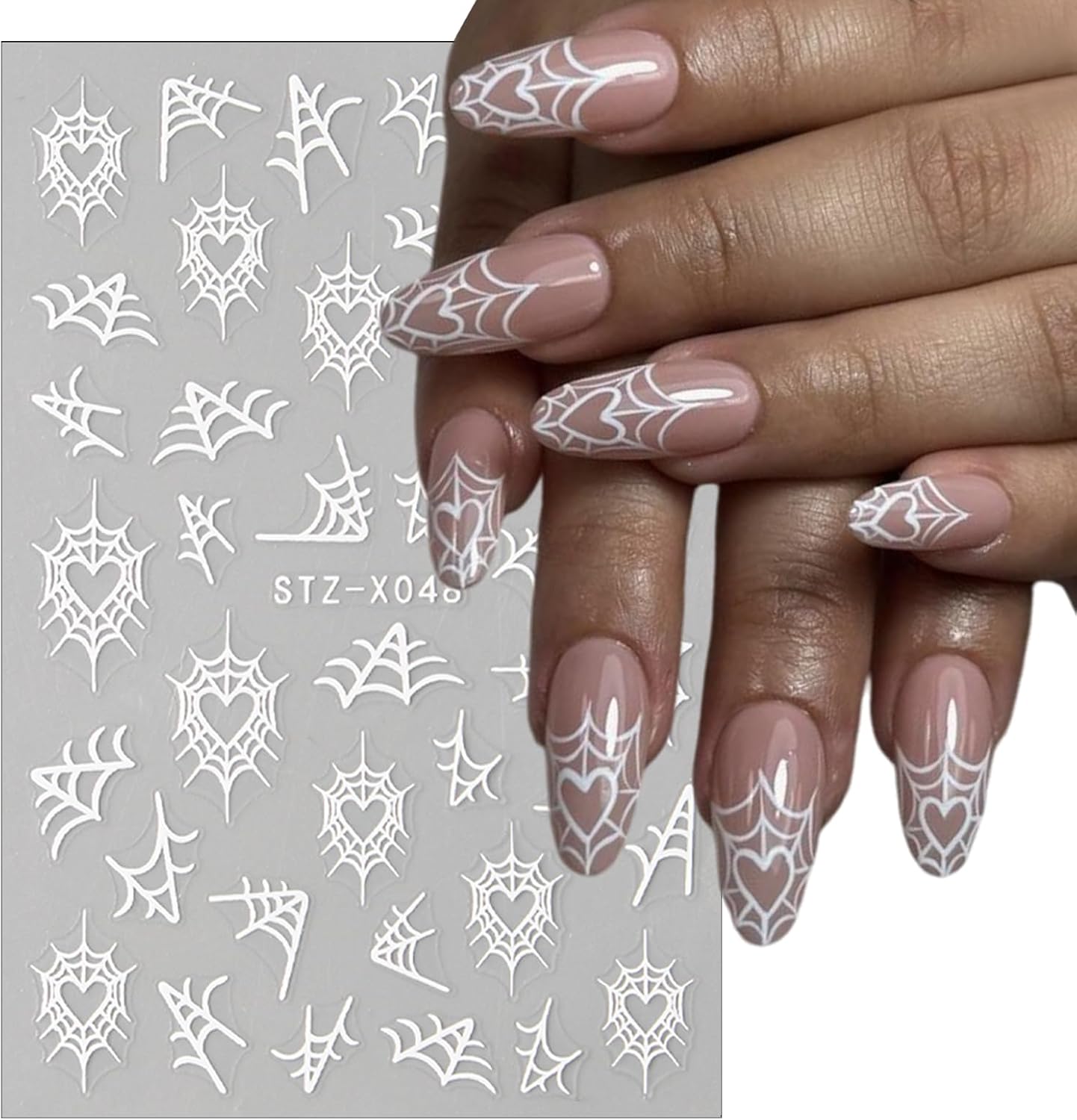 8 Sheets Halloween Nail Art Stickers 3D Spider Web Nail Decals Scary Black Spider Skull Bat Ghost Designs Nail Stickers Black White Halloween Nail Decoration for Women Girls DIY Nails Art Decoration