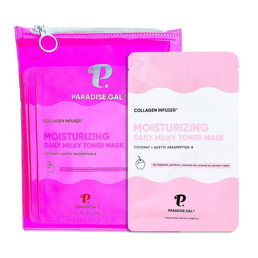 Moisturizing Face Masks (10-Pack) Korean Skincare Infused with Collagen, Coconut, Acetyl Hexapeptide-8, Niacinamide & Ceramide - Hydrating Solution for Dry Skin