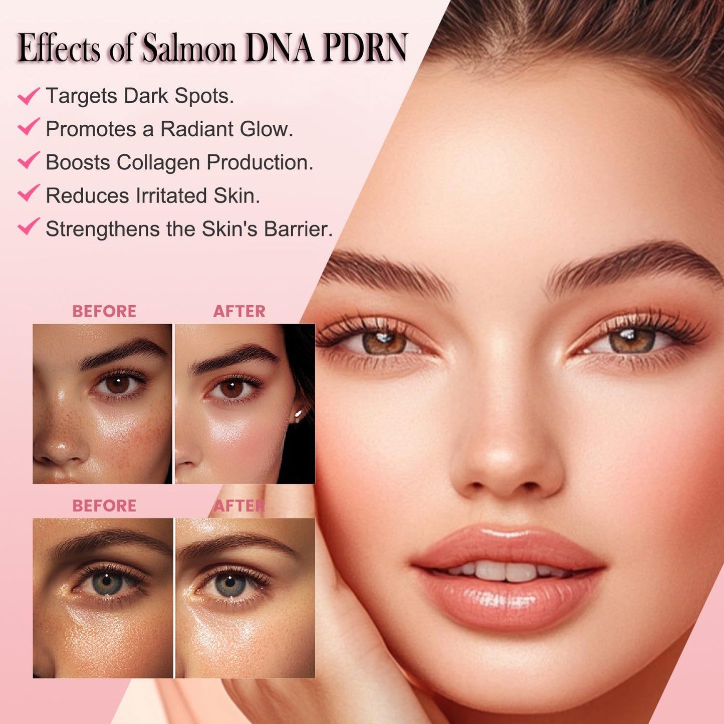 Mtmult PDRN Serum, Salmon DNA Serum - Korean Skin Care Anti-Aging Ampoule with 99% Salmon DNA PDRN, Collagen & Hyaluronic Acid, 0.05 fl.oz x 30e, Firming & Moisturizing - Fuses Salmon DNA Power