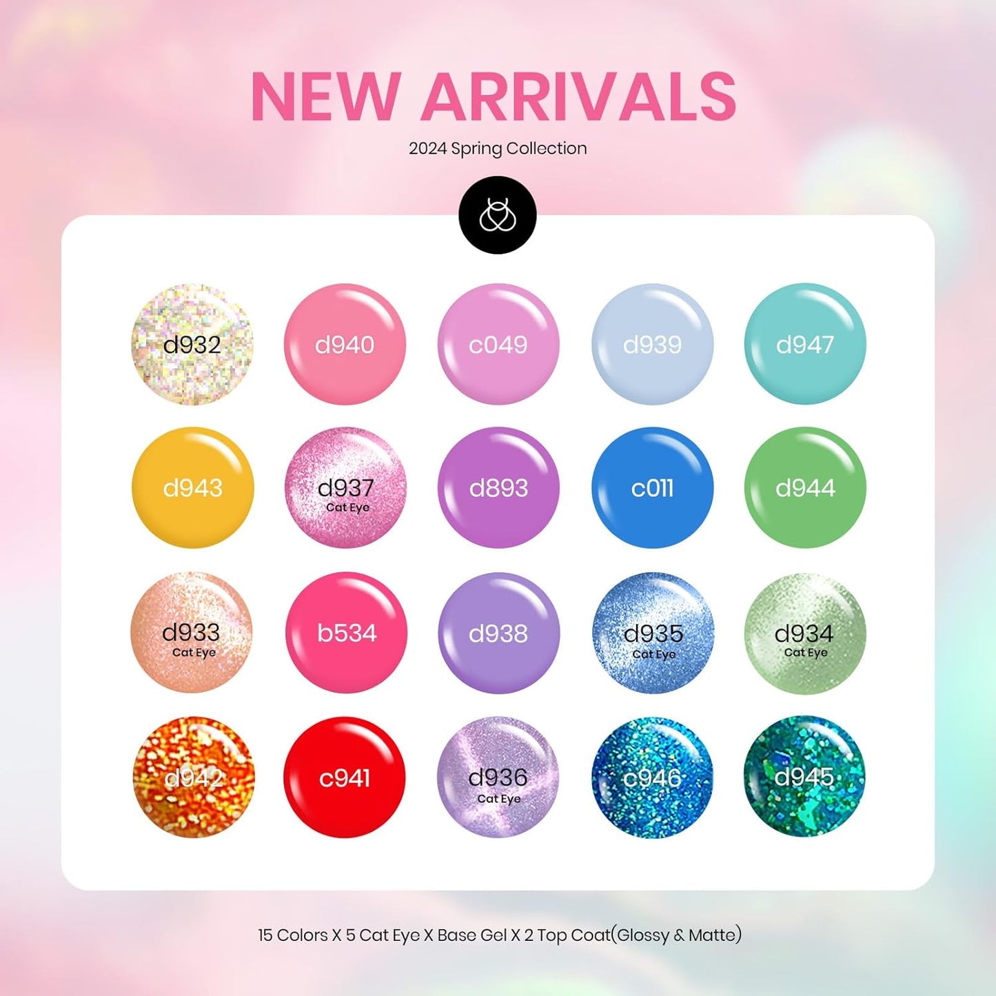 Beetles Gel Nail Polish Set, 24 Pcs 20 Colors Rainbow Pastel Neon Cat Eye Pink Purple Glitter Red Green Gel Nail Polish Kit Soak Off UV with Base Coat Top Coat Gift for Women Dreamy Wonderland