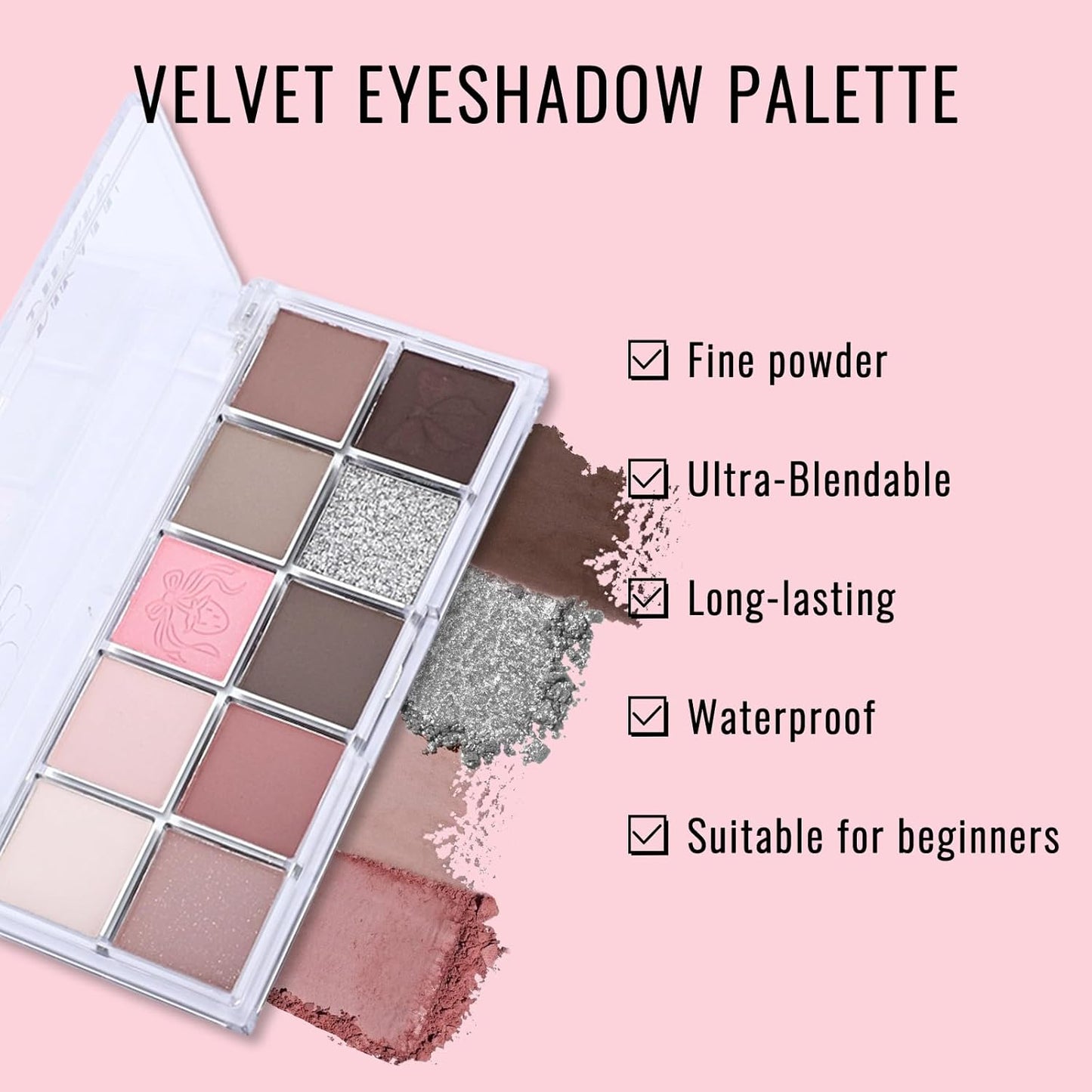 Erinde 10 Colors Eyeshadow Palette Makeup - Matte Shimmer Glitter Eye Shadow, Ultra-Blendable, High Pigmented, Naturing-Looking, Neutral Nude Eyeshadow Pallet with Professional Brush,19