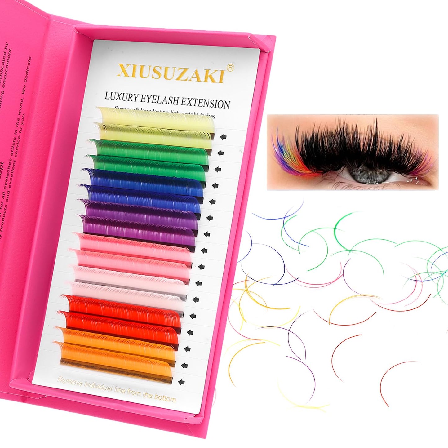 Eyelash Extensions Colored Lashes Extension 0.07 C Curl Lashes 13mm Classic Lash Extensions Soft Individual Lashes 16 Rows Natural False Eyelashes Volume Lashes Professional Use(Colored,0.07-C,13mm)