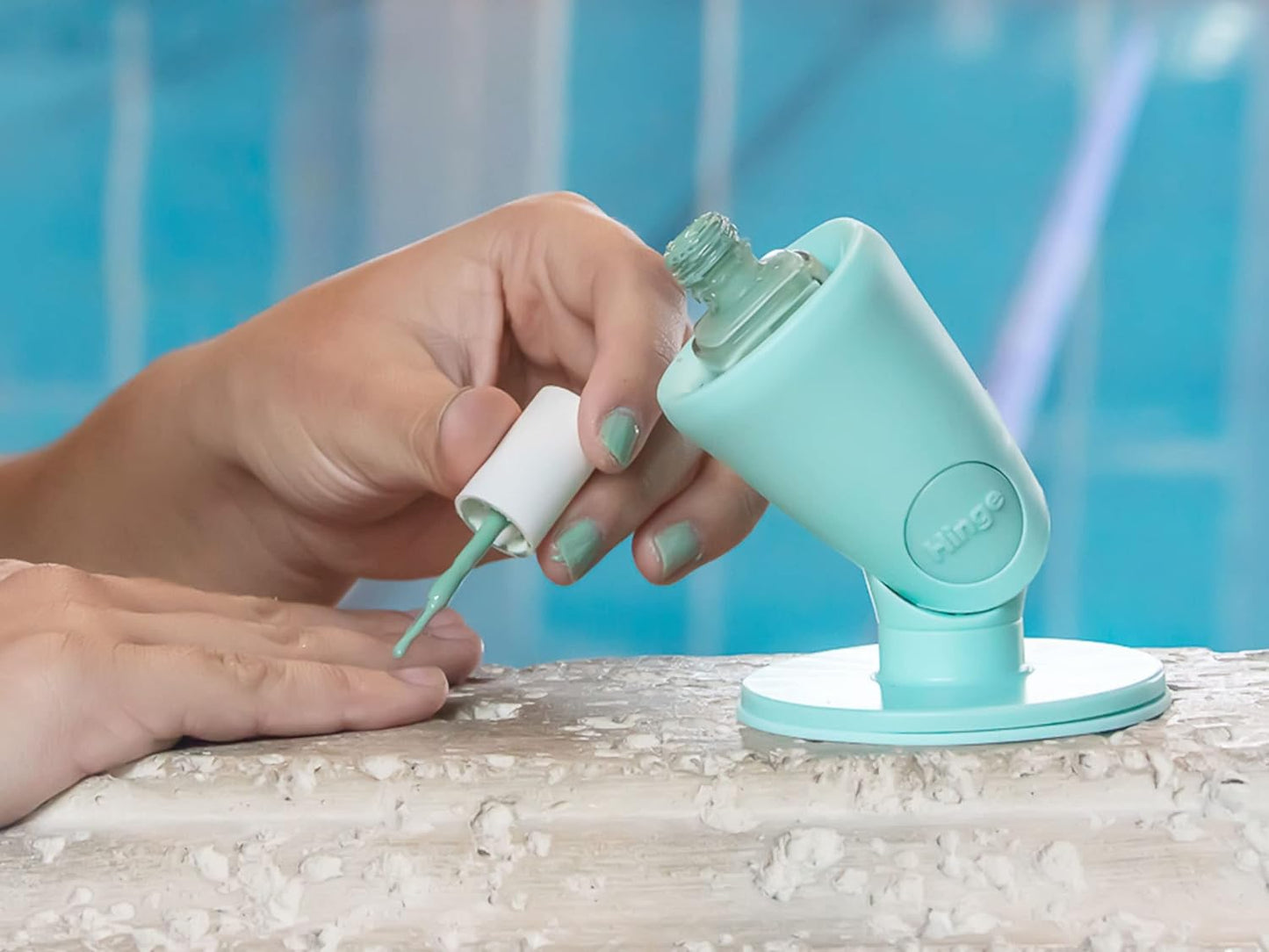 tweexy Hinge Untippable Nail Polish Bottle Holder | Anti-Spill Nail Polish Holder Stand, Tilted, IntelliStick Airlock Suction | Fingernail Painting, Nail Art Tools | Nail Polish Accessories (Zen Green)