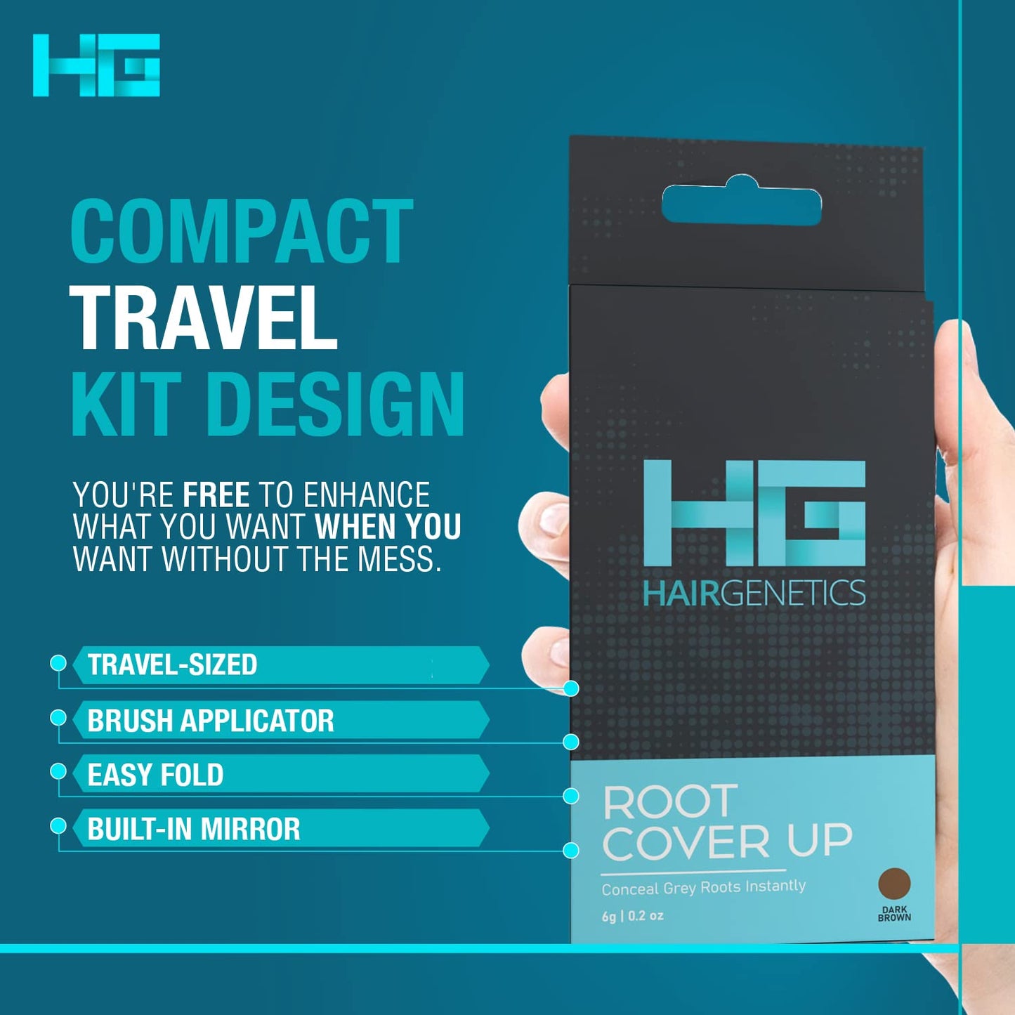 Root Touch Up Hair Color Root Cover Up with Double-Ended Brush for Hair Color for Gray Hair Coverage - Portable Hair Powder Solution for Quick Gray Coverage (Light Brown, 6g)