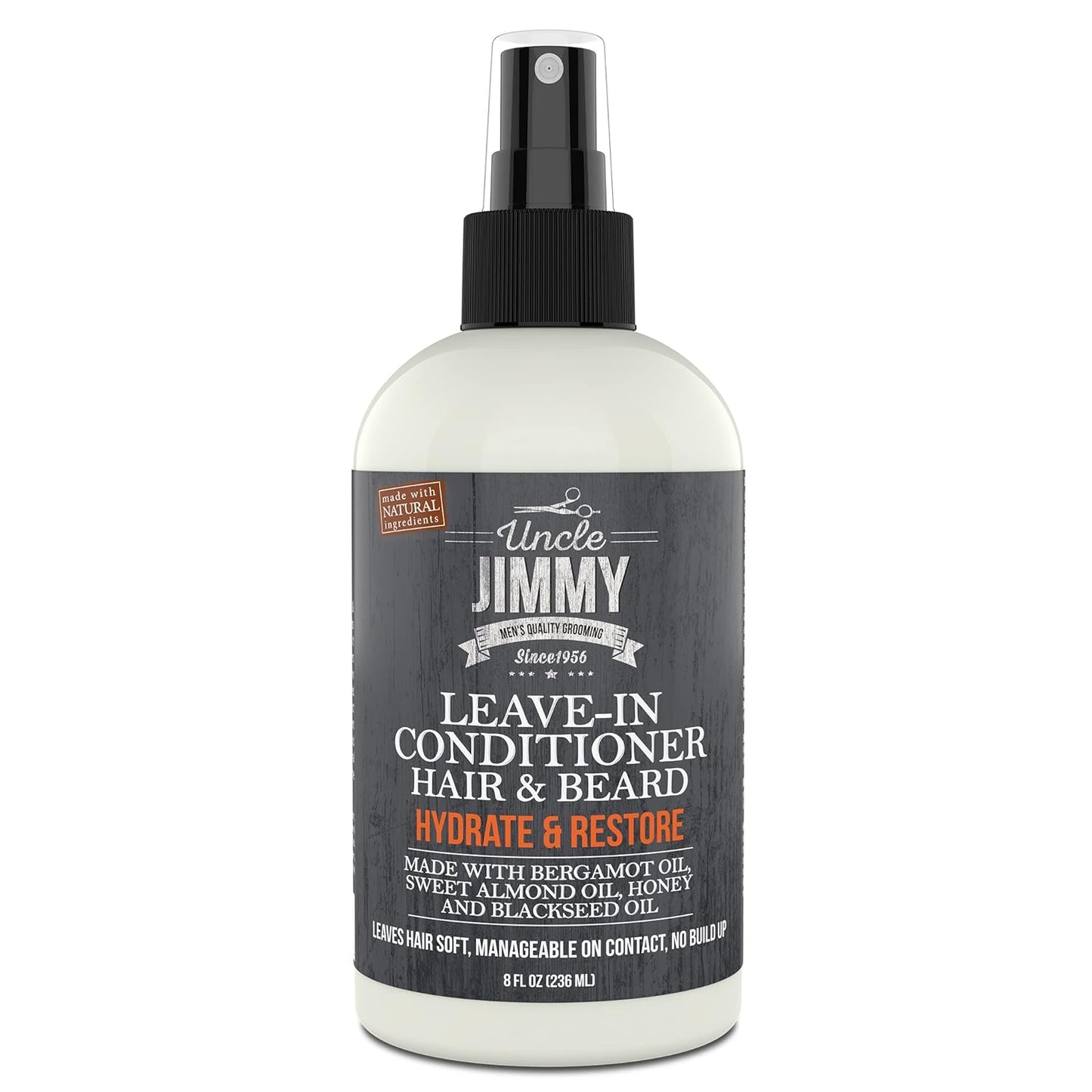 Uncle Jimmy Products Leave-In Conditioner for Healthy Beard Growth, Softening Hair, Hydrating Skin, and Eliminating Dandruff - 8 Fl Oz