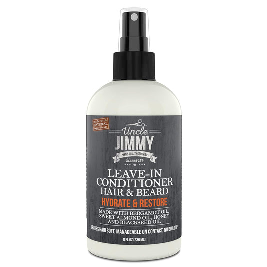 Uncle Jimmy Products Leave-In Conditioner for Healthy Beard Growth, Softening Hair, Hydrating Skin, and Eliminating Dandruff - 8 Fl Oz