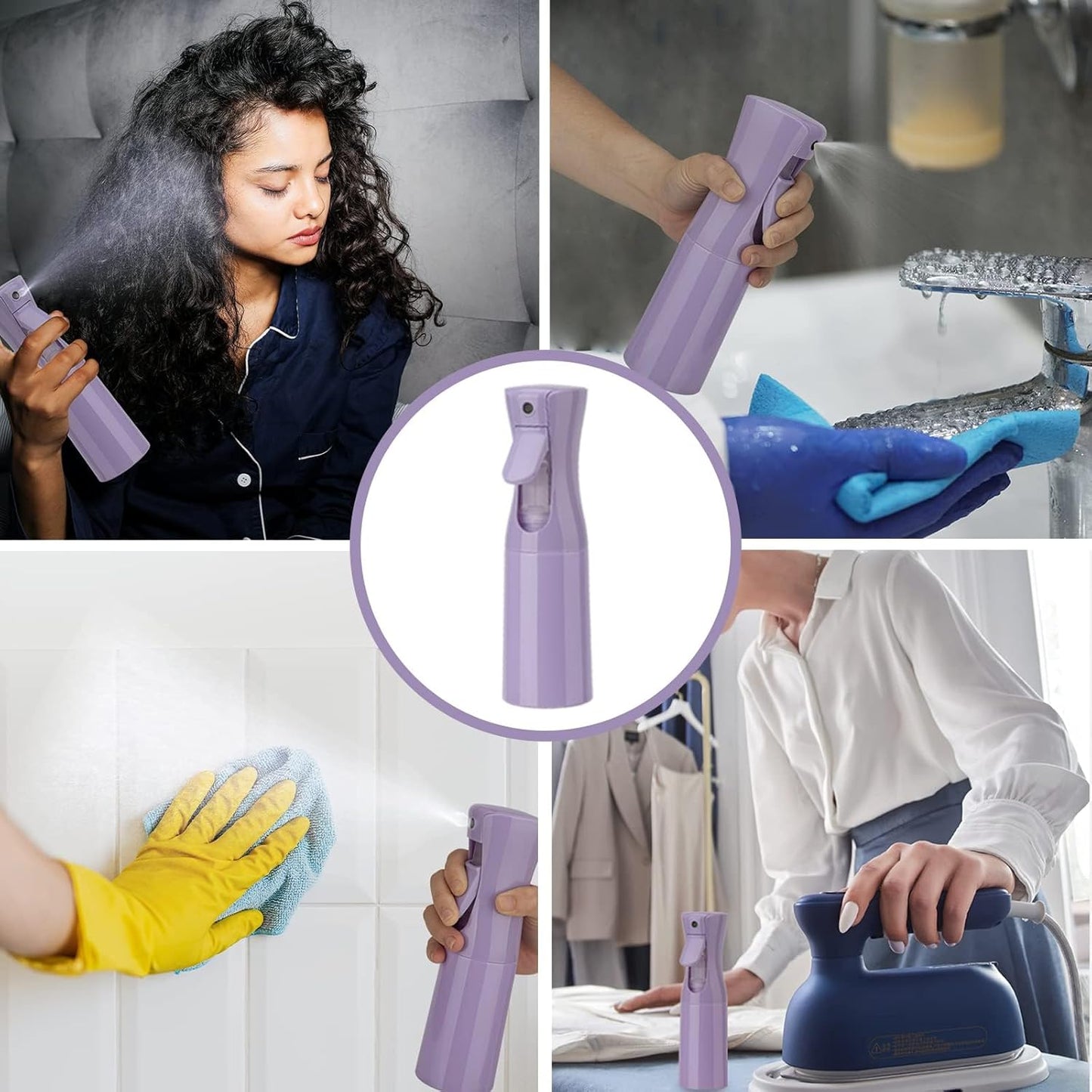 Spray Bottle for Hair (6.8OZ /200ML) Continuous Ultra Fine Mist Sprayer for Hair, Salons, Barber, Plants, Skin Care, Cleaning 1 Pack Purple