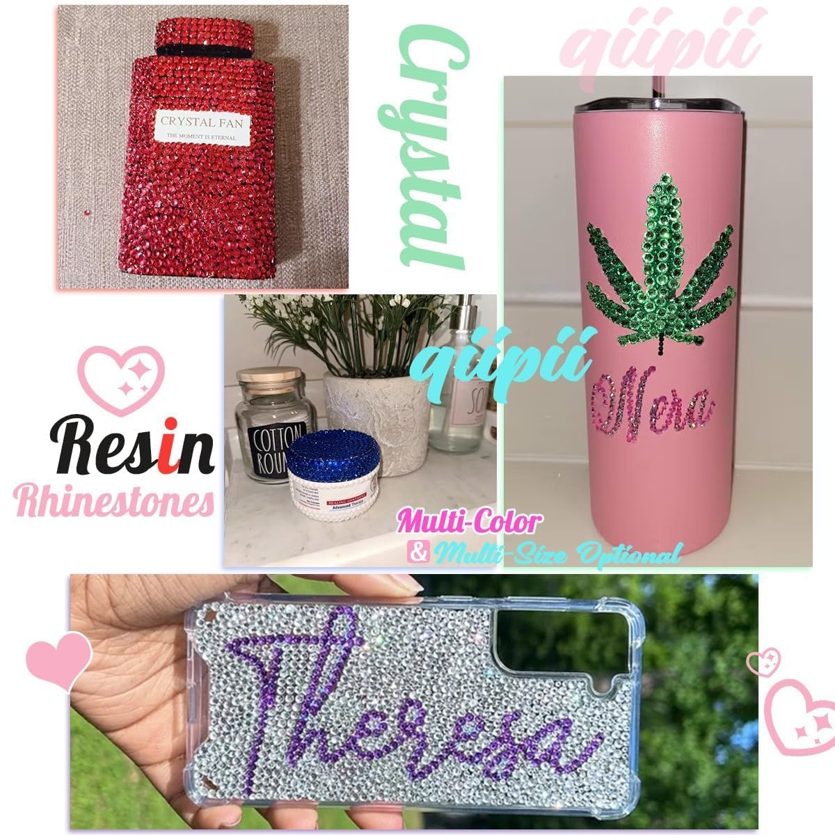 Grape Purple Crystal Resin Rhinestones for Crafting 3mm 4mm 5mm Flatback Stones Non-Hotfix Diamonds Crystals Gems Charms for Nails Face Eyes Makeup Tumblers Bottles DIY Crafts Clothes Shoes