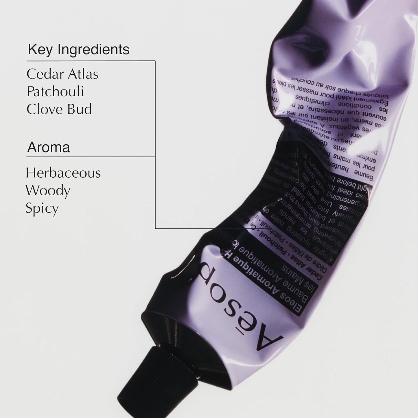 Aesop Eleos Aromatique Travel Size Hand Balm | Shea Butter and Coconut Oil to Nourish Dry, Cracked Hands | Lotion Made with Skin-Calming Essential Oils | 2.4 oz / 75 mL