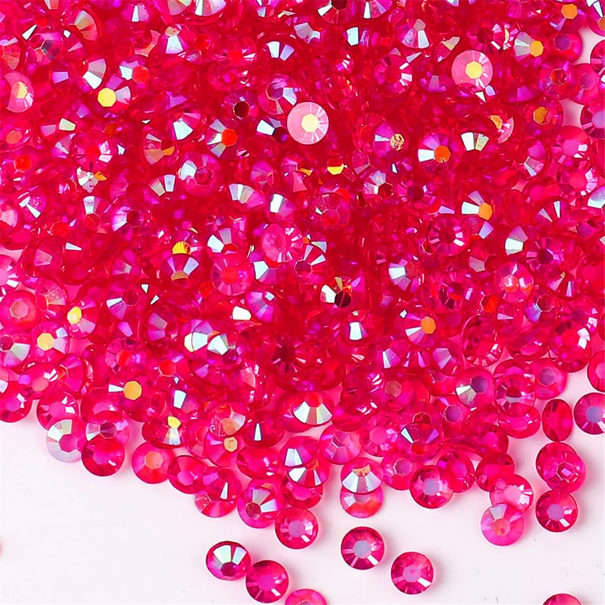 500 Pieces SS30 6mm Flatback Rhinestones AB Clear Round Gems Crystals for Nail Art DIY Crafts Clothes Shoes Bags （Transparent Dark Rose Red AB）