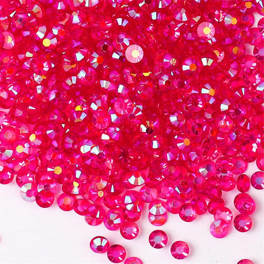 500 Pieces SS30 6mm Flatback Rhinestones AB Clear Round Gems Crystals for Nail Art DIY Crafts Clothes Shoes Bags （Transparent Dark Rose Red AB）