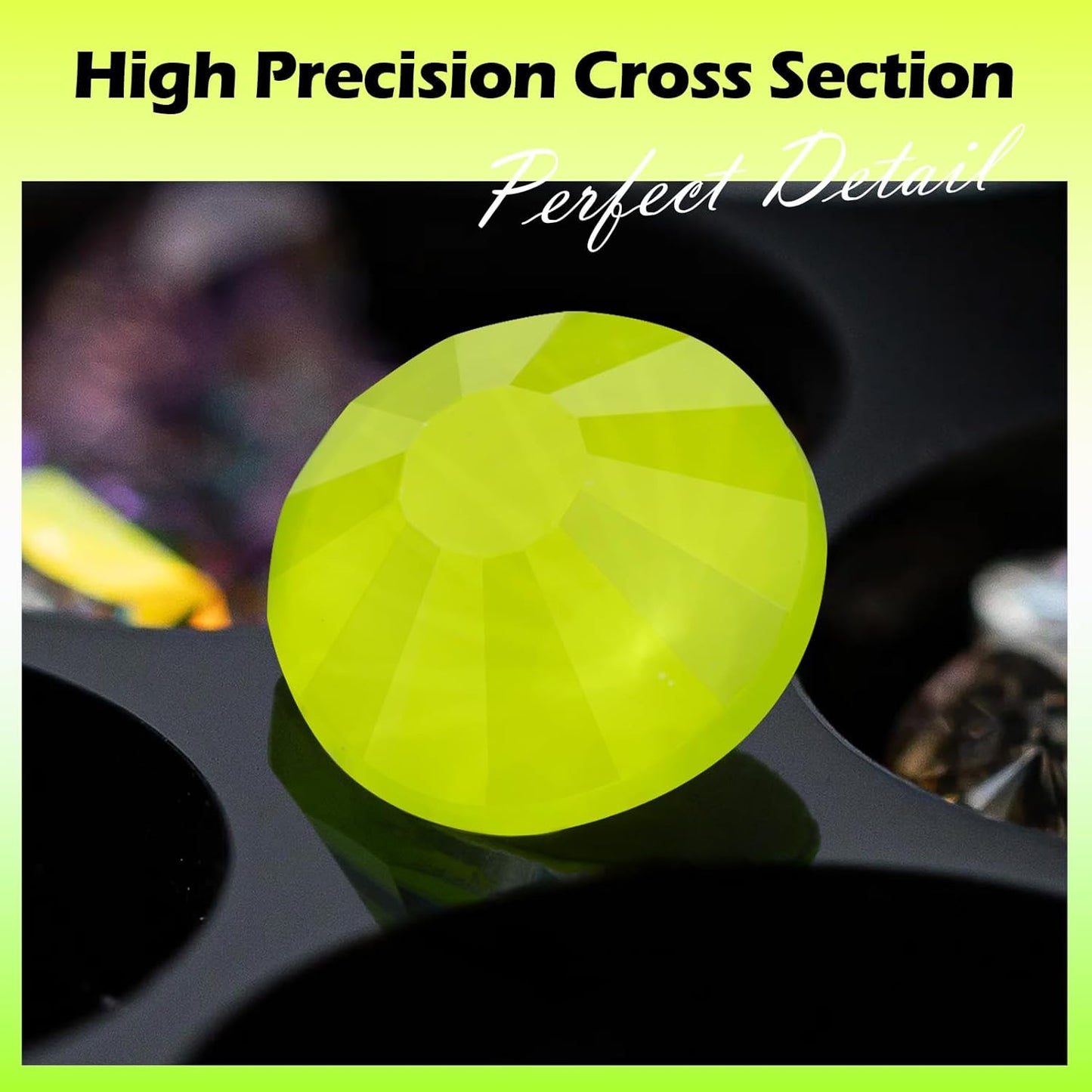 Neon Yellow Flatback Rhinestones, Glass Rhinestones for Nail Art and Craft, Glue Fix, Loose Crystal Gemstones(Neon Yellow, SS8, 1440pcs, 2.3-2.5mm)