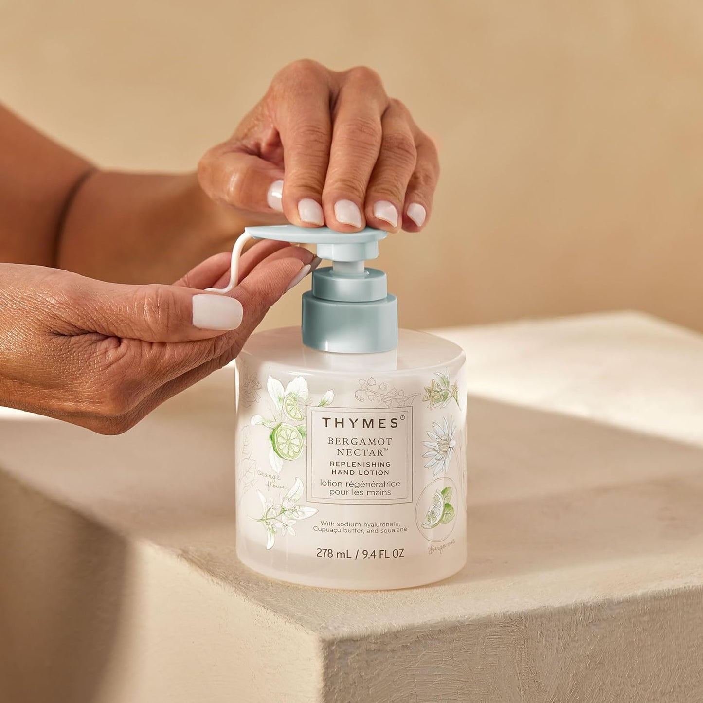 Thymes Replenishing Hand Lotion for Dry Skin - Daily Moisturizer Helps Reduce Dryness - Hand Lotion for Women & Men Formulated with Sodium Hyaluronate & Squalane (Bergamot Nectar, 9.4 fl oz)